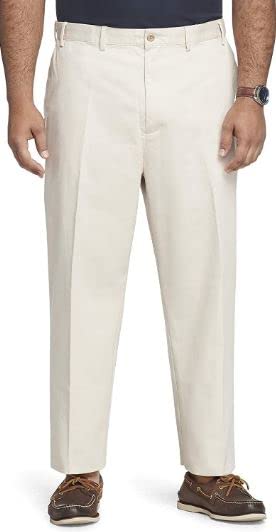 IZOD Men's Big & Tall Flat Front Extended Twill Pants - Comfortable Stretch Dress Pants for Office, Business Casual & Formal Wear
