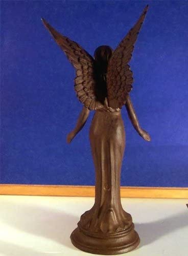 Upper Deck Majestic Angel Statue - Cast Iron Rust Finish Outdoor Garden Decor for Patio, Yard & Home