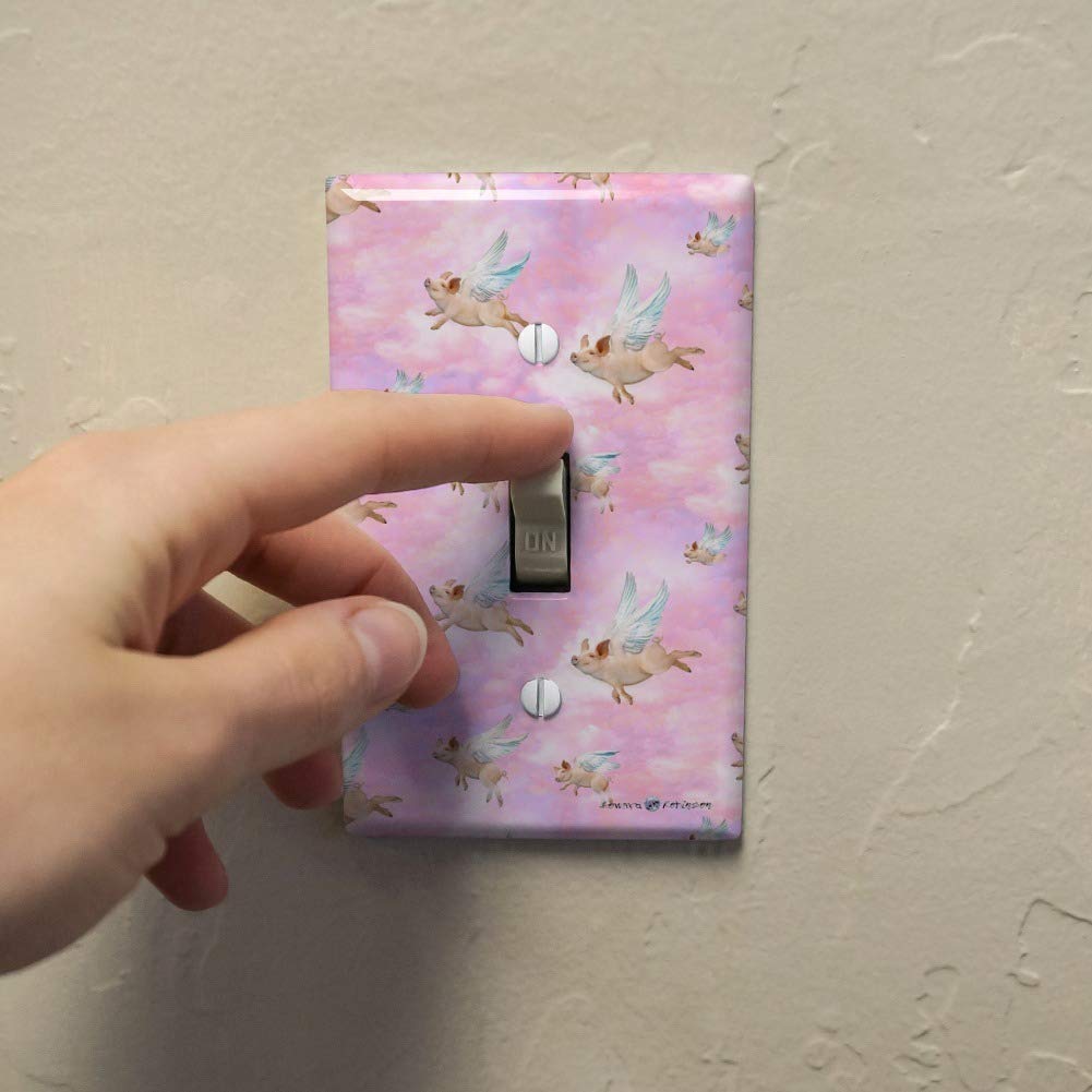 Pink Clouds with Wings Plastic Wall Decor Light Switch Plate Cover - If Pigs Could Fly Theme - Perfect for Kids' Rooms, Nurseries & Whimsical Home Decor