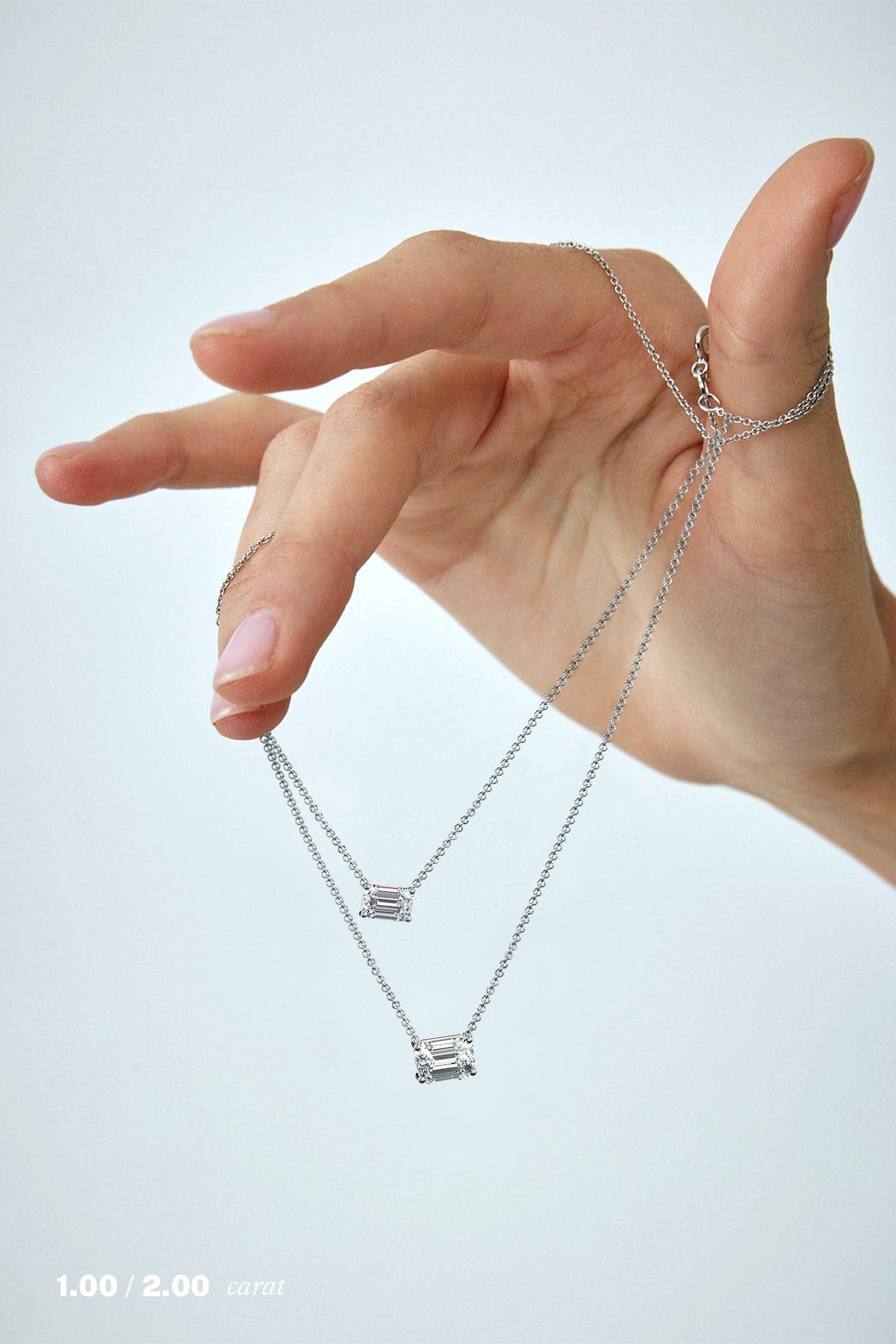 2 Carat Emerald Floating Diamond Necklace - 14K Gold Dainty Pendant for Women - Perfect for Weddings, Anniversaries & Special Occasions