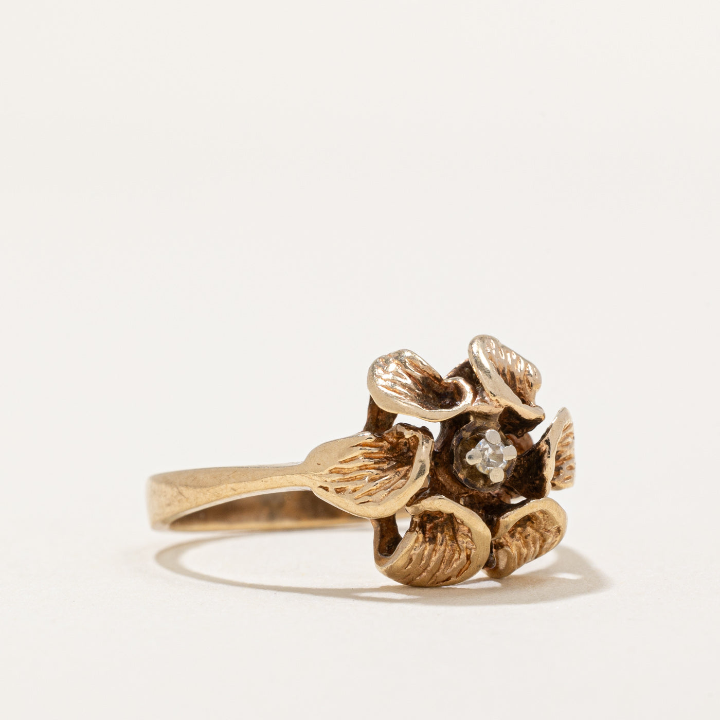 0.01ct Diamond Flower Ring - Size 5.75 - Elegant Sterling Silver Jewelry for Women - Perfect for Weddings, Anniversaries & Special Occasions