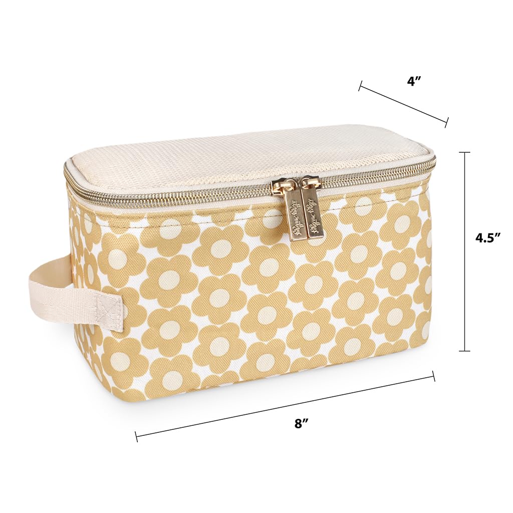Itzy Ritzy 3-Piece Packing Cubes Set for Travel - Mesh Top, Double Zippers & Fabric Handle Organizers (Milk & Honey) - Perfect for Suitcase Organization, Business Trips & Vacation Packing