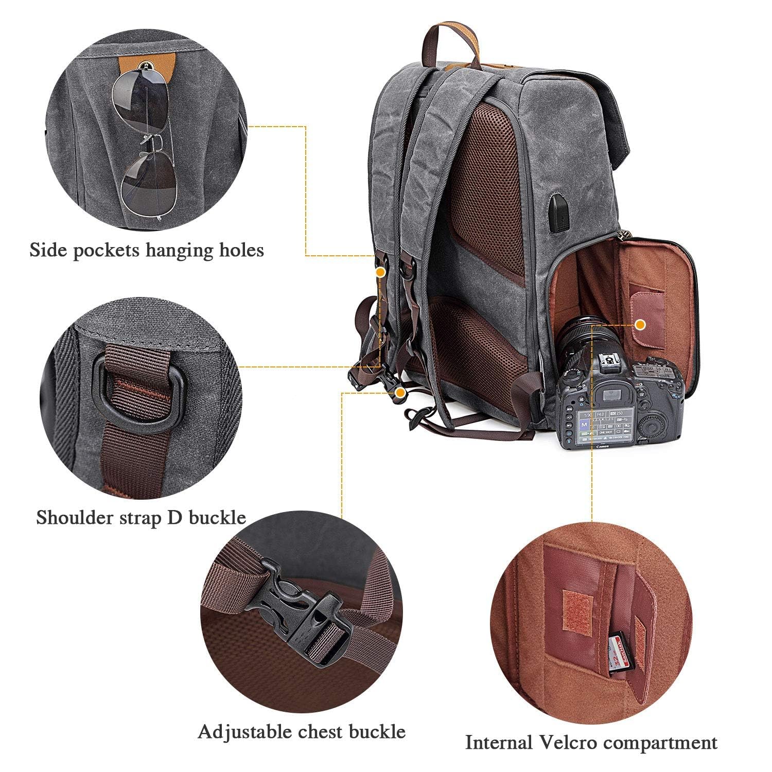 UBAYMAX Waterproof DSLR Camera Backpack - Anti-Shock Travel Bag for Canon Nikon Sony Olympus with 15.6 Inch Laptop Compartment | Perfect for Hiking, Travel & Photography