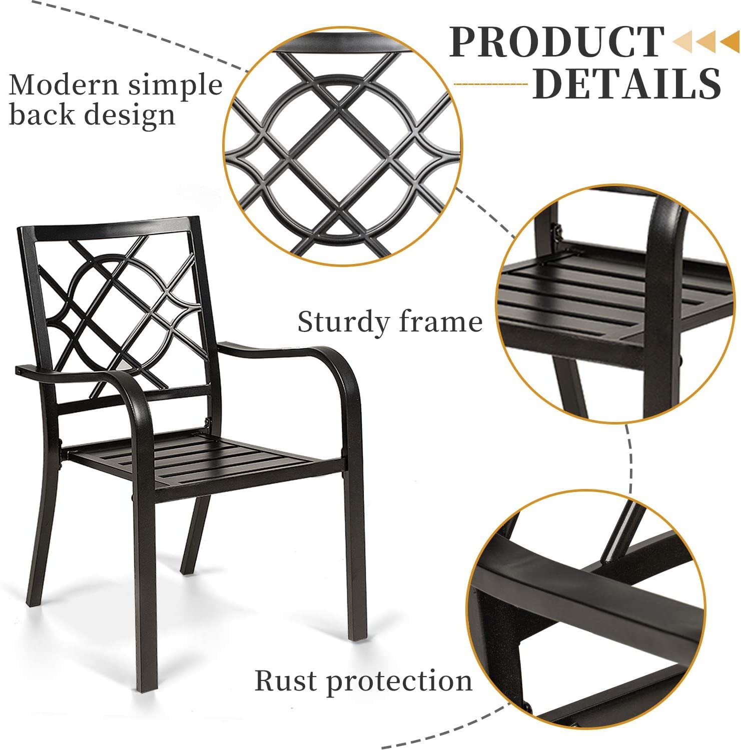 7-Piece Outdoor Patio Dining Set - Durable Metal Furniture with Rectangular Slatted Table (Umbrella Hole) & 6 Stackable Chairs - Perfect for Backyard, Garden, Poolside & BBQ Gatherings