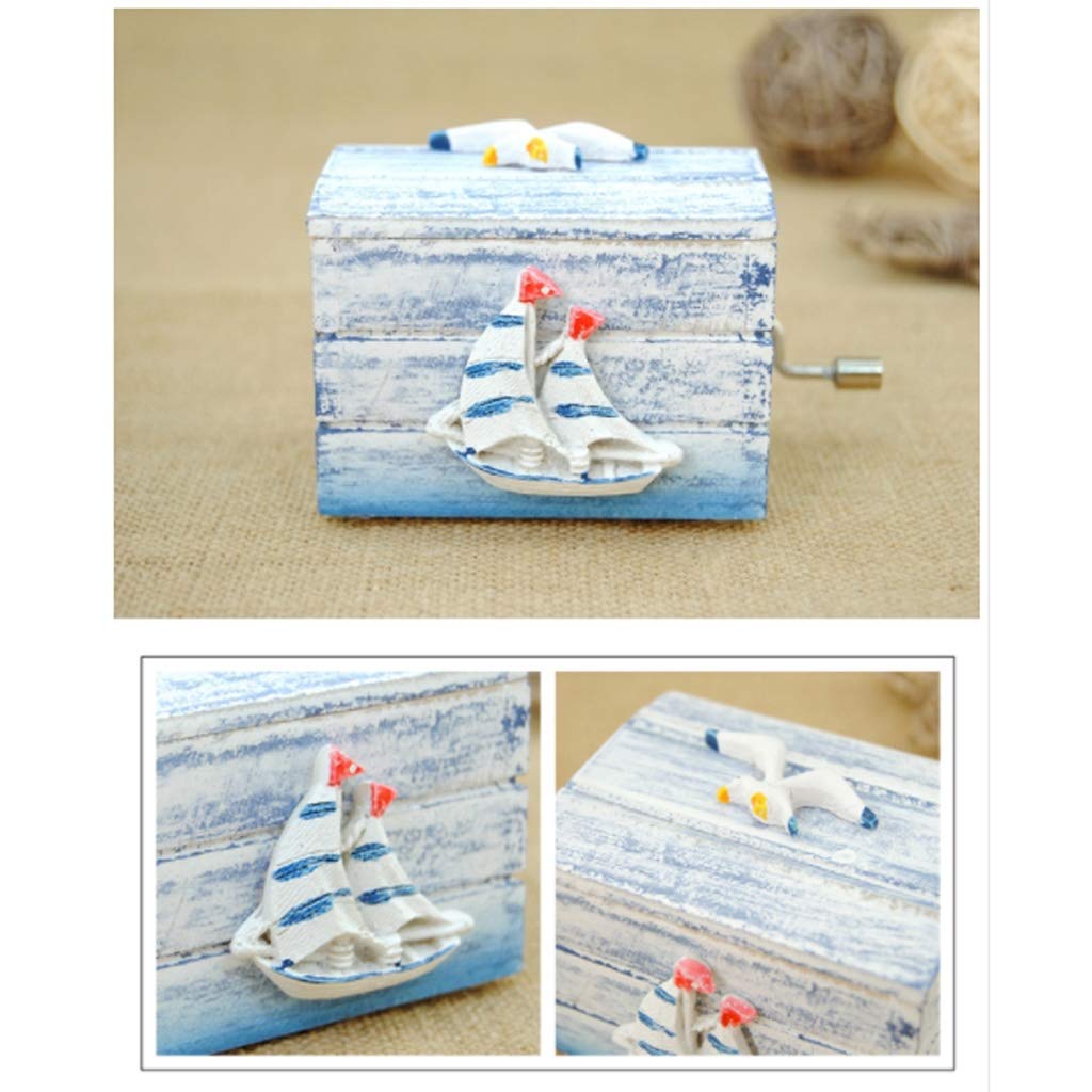 AVEO Hand-Cranked Wooden Music Box - Lighthouse Design for Home Decor & Gifts