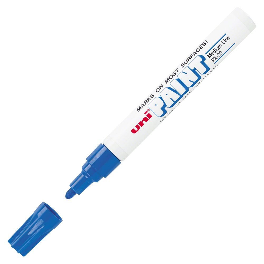 Uni-Paint Fine Tip Paint Marker - Blue 63703 | Permanent Ink for DIY, Crafts, and Industrial Use | Ideal for Wood, Metal, Glass, and Plastic Surfaces