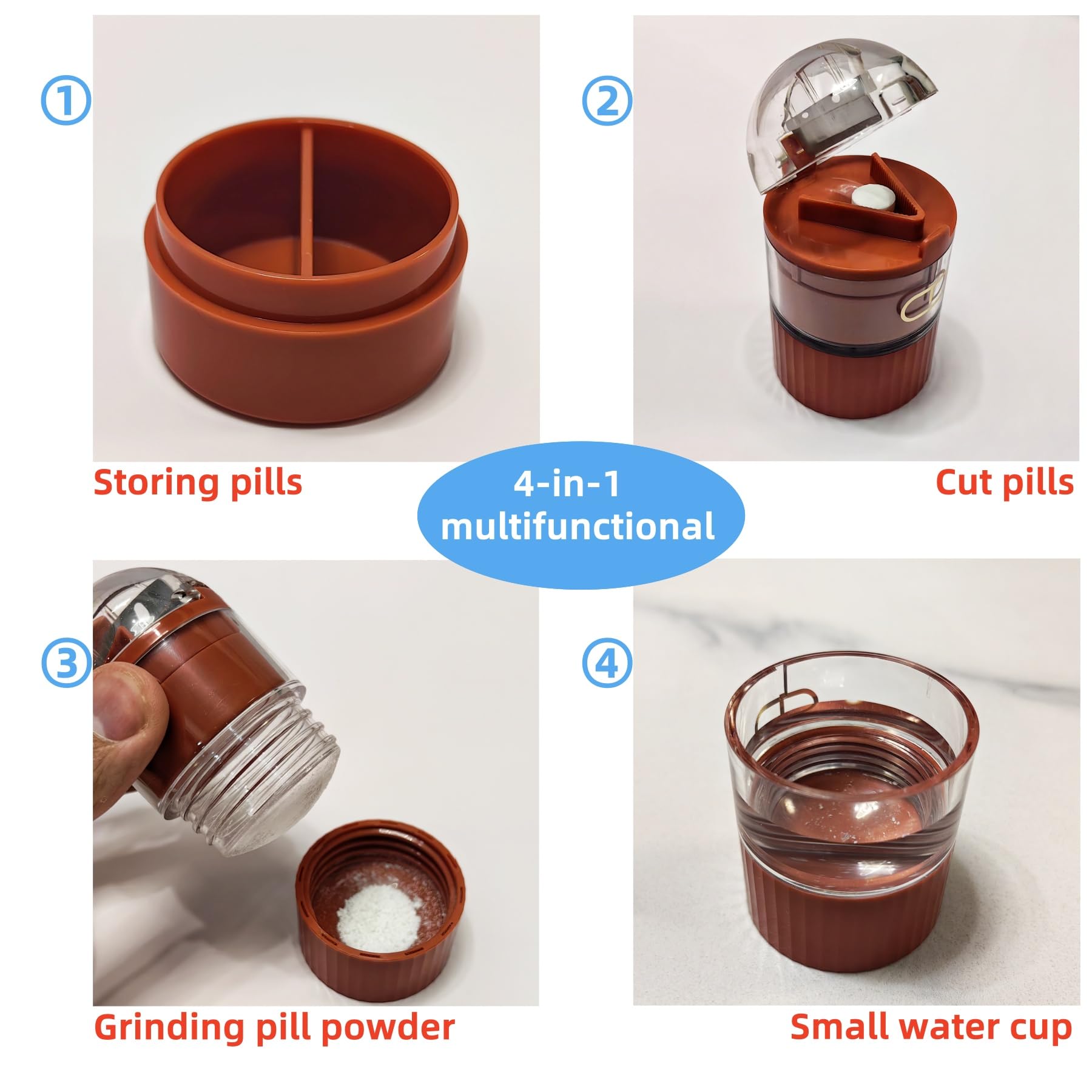 Premium Pill Crusher Grinder - Medicine & Pet Pill Cutter for Fine Powder - Easy to Use with Removable Cup - Perfect for Daily Medication Management, Vitamins & Pet Medicine - Ideal for Elderly Care, Travel & Home Use