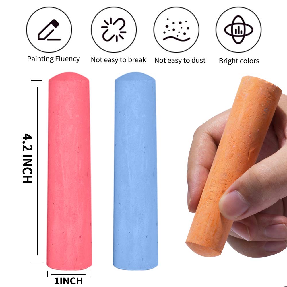 162-Pack 18-Color Non-Toxic Washable Jumbo Sidewalk Chalk Set - Outdoor Art Play, Classroom & Office Blackboard Drawing - Perfect for Kids & Adults - Great for Driveway Art, School Activities & Birthday Party Games
