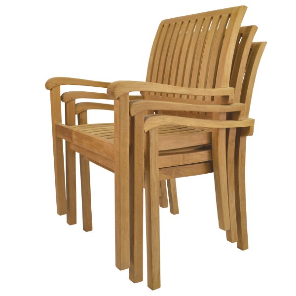 Aspen Stackable Armchair Set of 4 - Modern Plastic Outdoor Dining Chairs for Patio, Garden, Restaurant & Cafe - Lightweight & Durable Stacking Chairs for Indoor/Outdoor Use