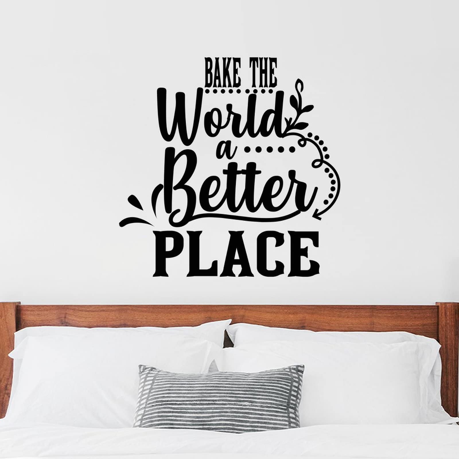 Bake The World A Better Place Wall Decals - 22 Inch Inspirational & Motivational Vinyl Stickers for Bedroom, Living Room, Kitchen Decor - Perfect for Home, Office & Dorm Room Wall Art