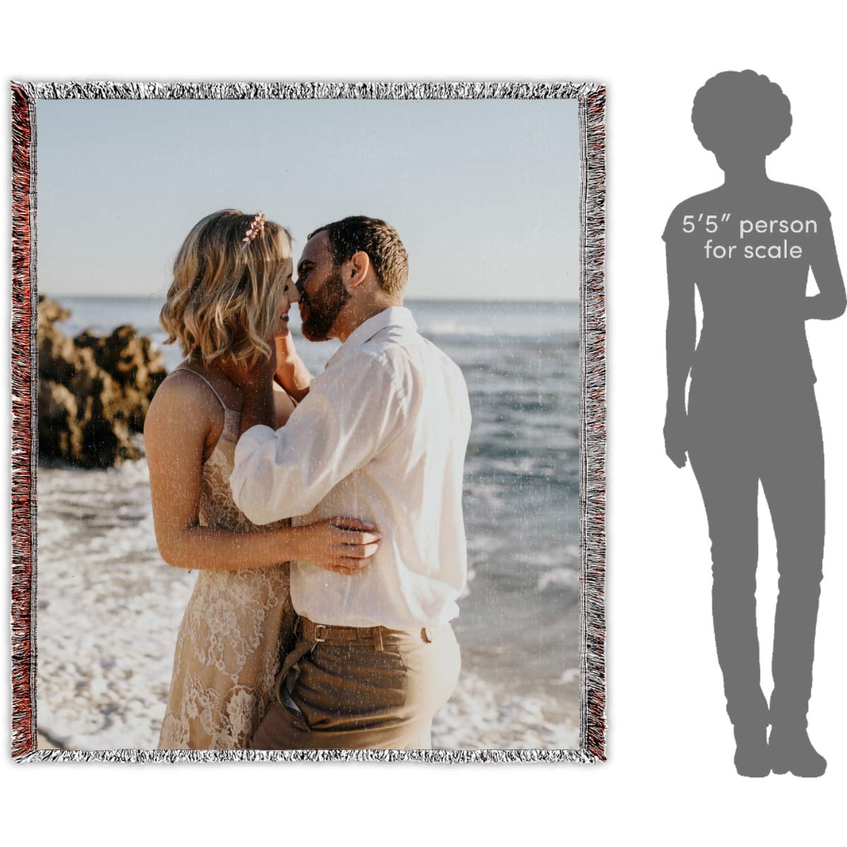**Personalized Photo Blanket - Custom Woven Throw with Your Picture - 100% Soft Cotton - 50