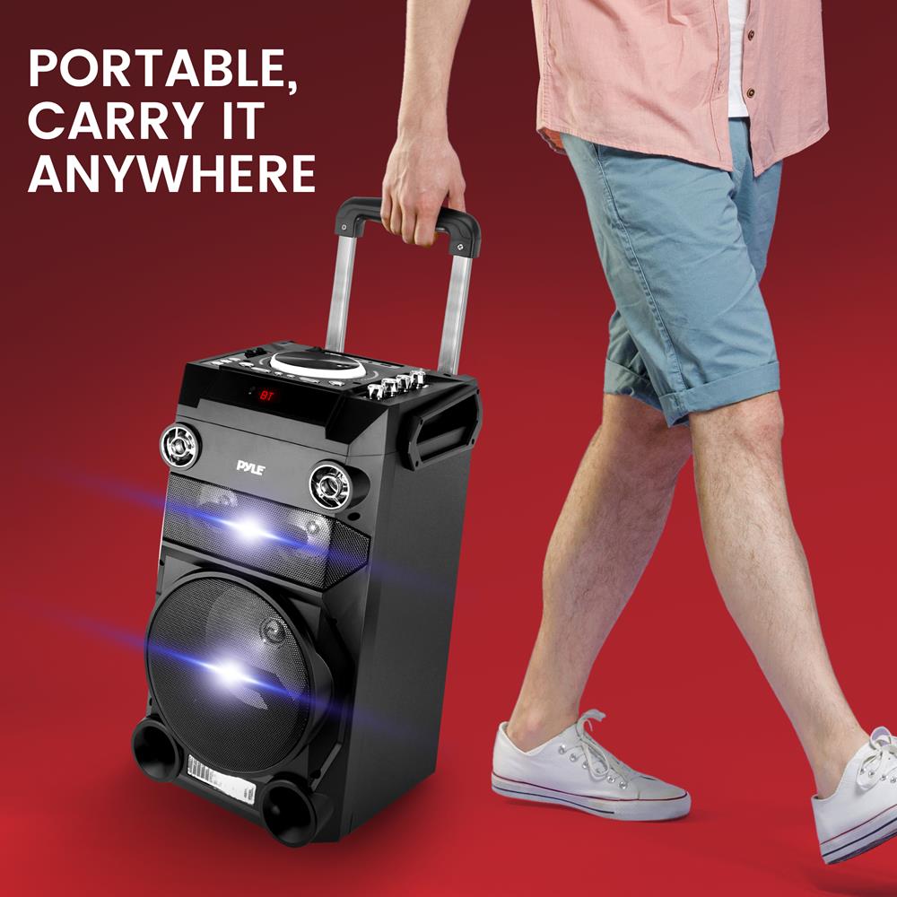 Portable Bluetooth Karaoke Speaker with FM Radio - Wireless Microphone & LED Lights for Outdoor Parties, Travel & Home Singing Entertainment