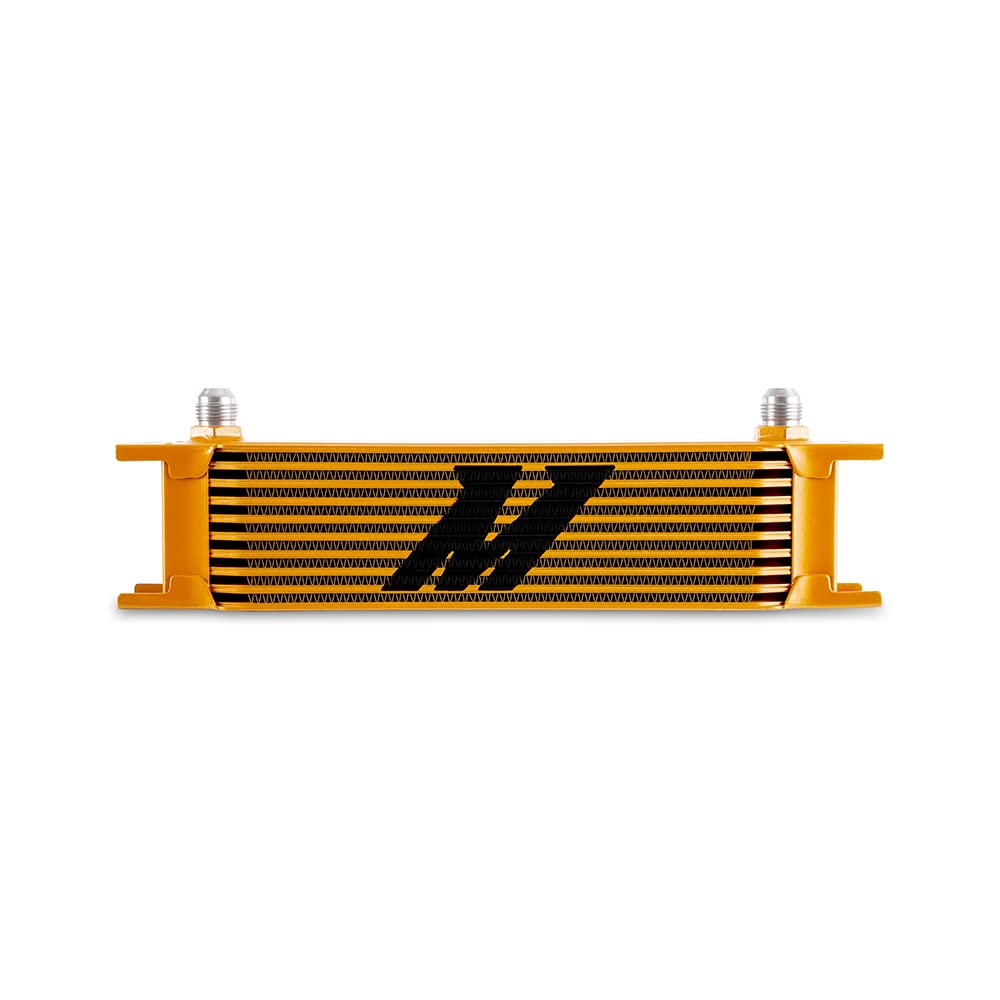 Mishimoto MMOC-10-8GD Universal 10-Row Oil Cooler with 8AN Fittings in Gold Finish - High-Performance Cooling for Racing, Off-Road & Performance Vehicles