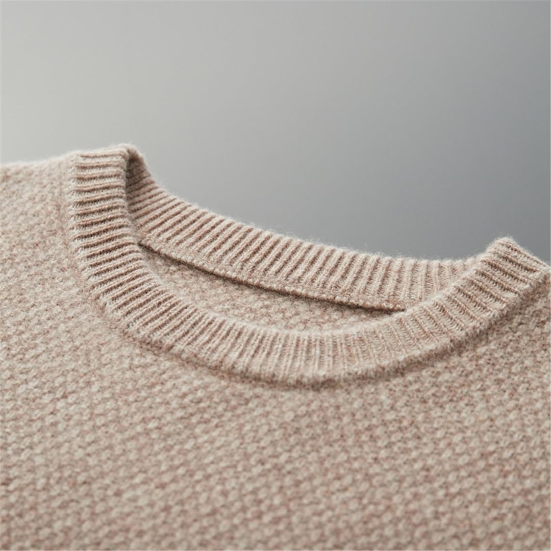 Premium Men's Cashmere Sweater - Slim Fit Round Neck Solid Color Pullover | Lightweight Winter Warm Knitwear for Office, Travel & Casual Outfits