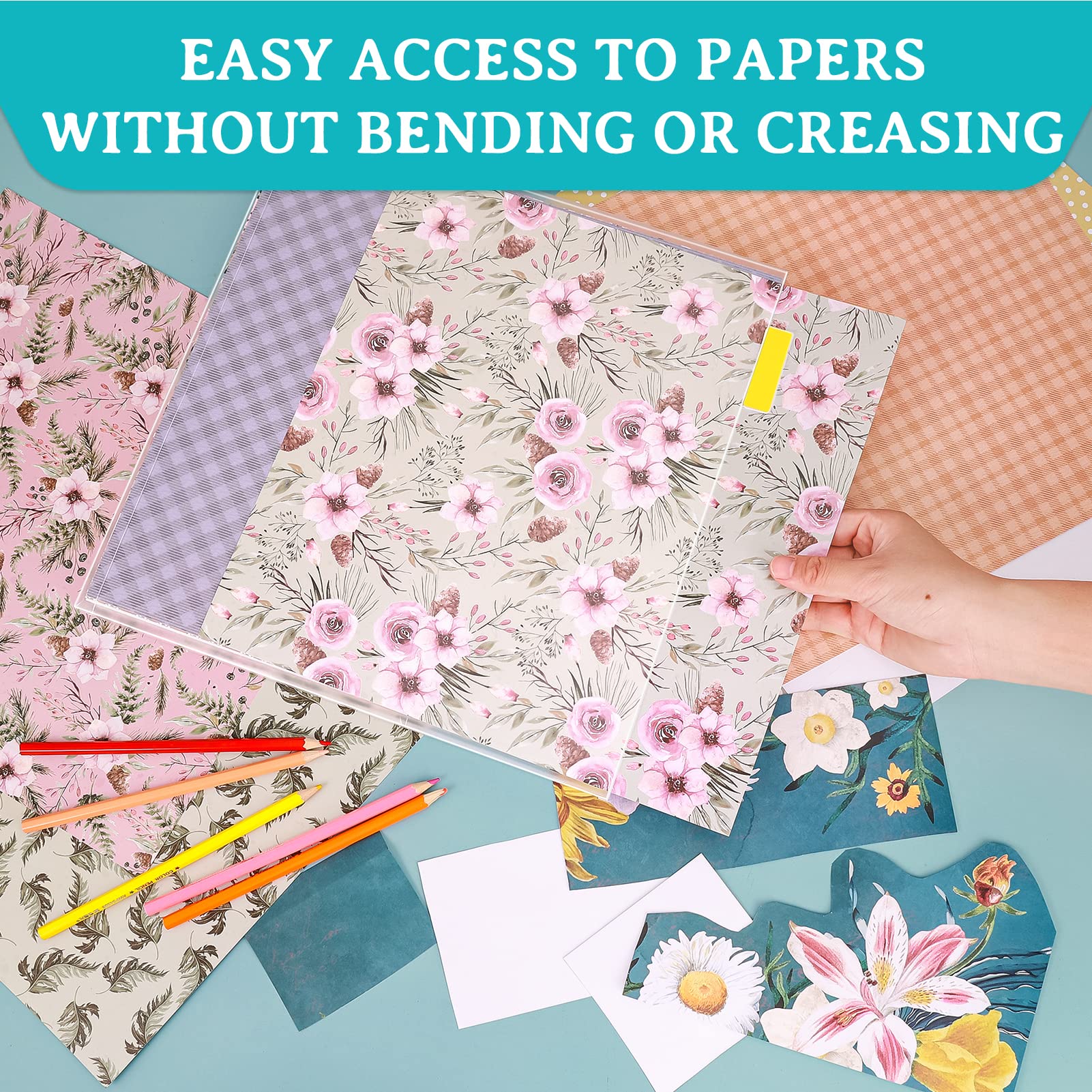 Caydo 20-Piece Clear 12x12 Scrapbook Paper Organizer with Tabs & Gusset Bottom - Perfect for Storing Scrapbook Paper, Vinyl Sheets, Cardstock & Craft Supplies - Ideal for Scrapbooking, Card Making & DIY Projects