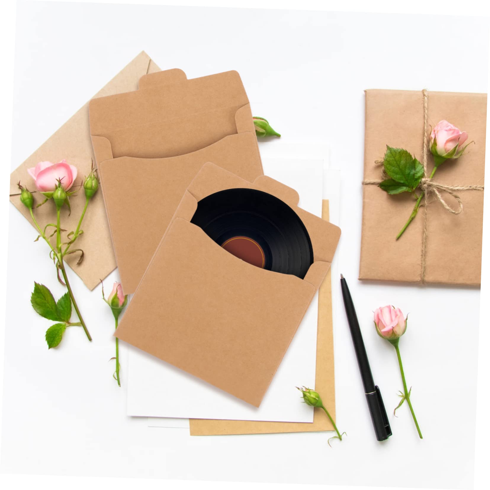 ARTIBETTER 50pcs Kraft Paper DVD Sleeves - Eco-Friendly Storage Envelopes for CDs, DVDs, Games | Perfect for Home, Office, School & Media Organization