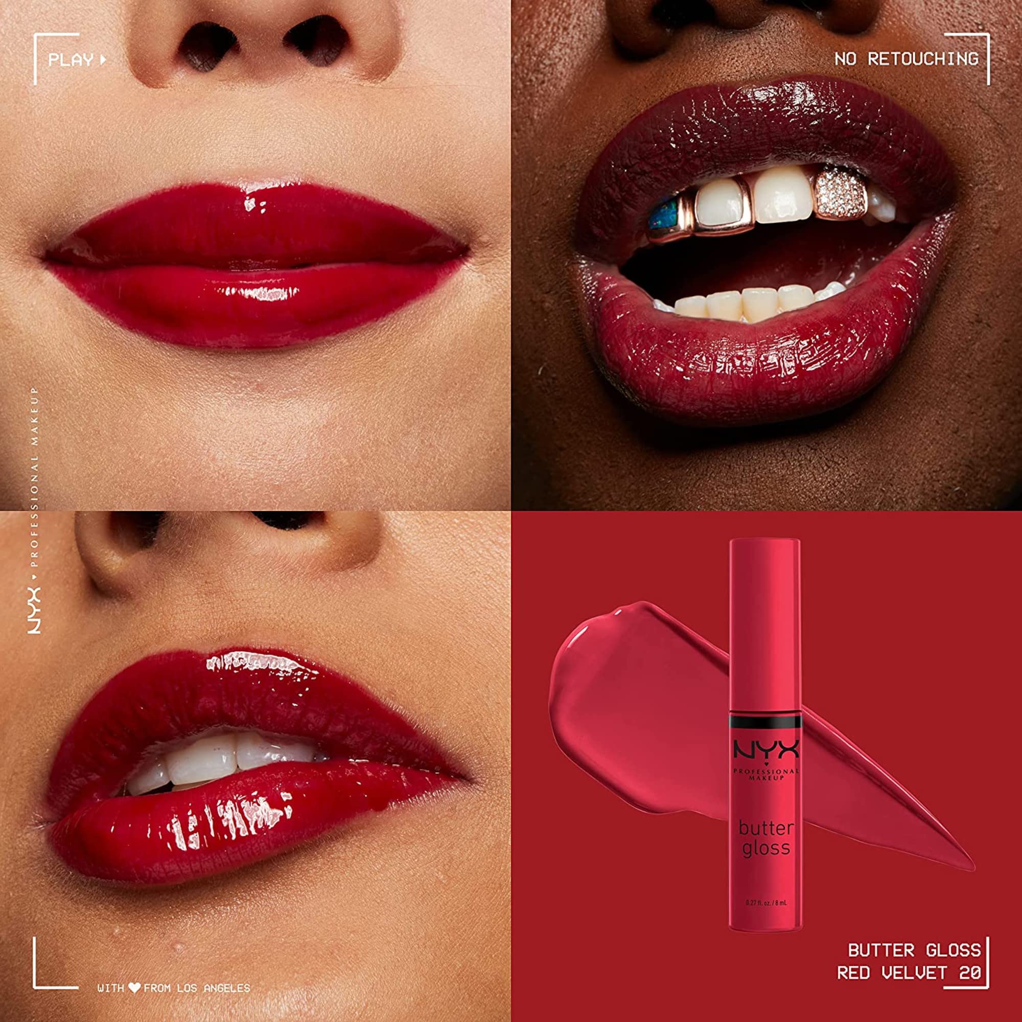 NYX Professional Makeup Butter Lip Gloss - Red Velvet (8ml) | Hydrating, Non-Sticky Lip Gloss for Everyday Wear & Special Occasions