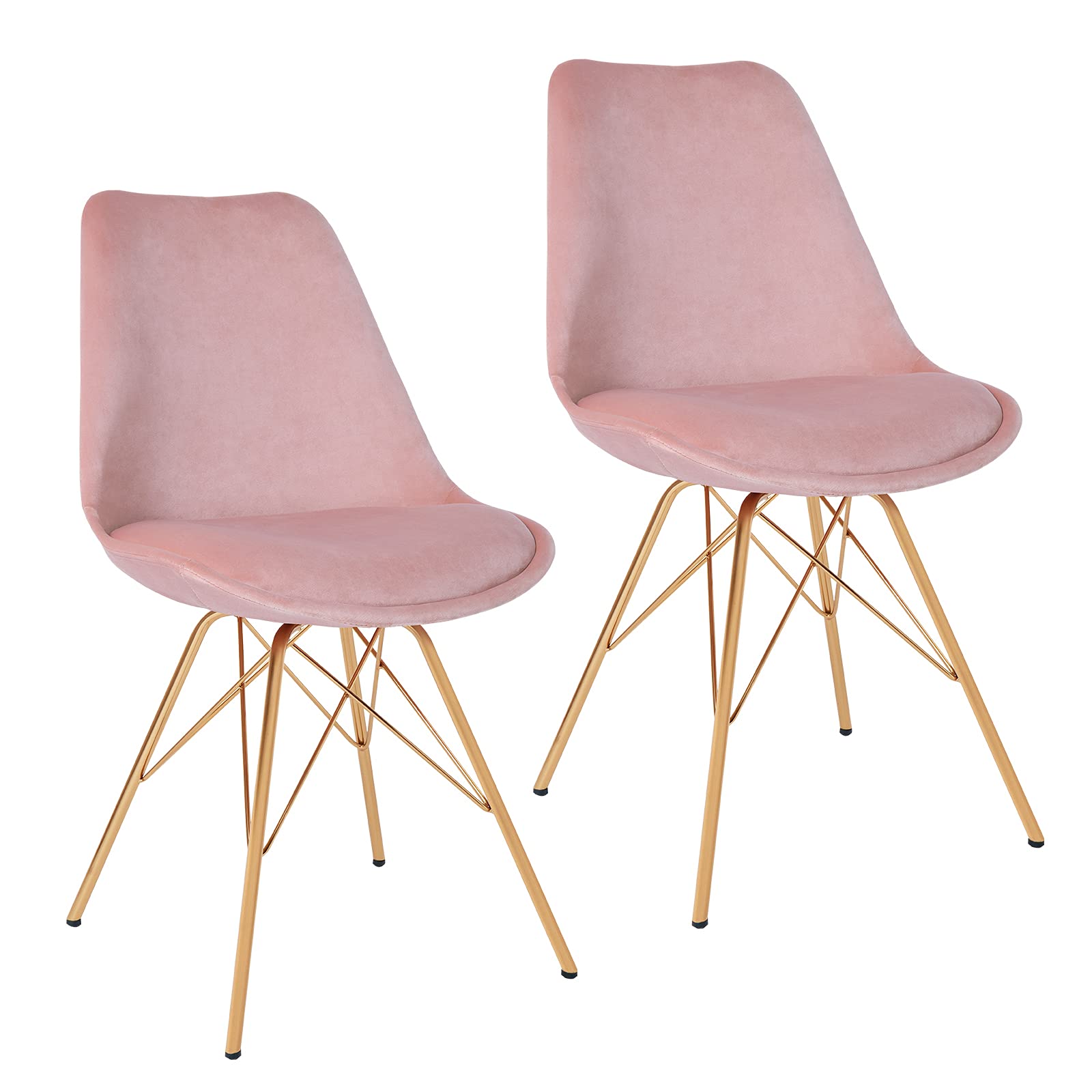 Duhome 2-Piece Velvet Tufted Dining Chairs Set - Modern Accent Side Chairs with Gold Metal Legs for Kitchen, Dining Room, Living Room & Bedroom - Soft Salmon Pink Upholstery - Perfect for Entertaining, Breakfast Nooks & Home Decor