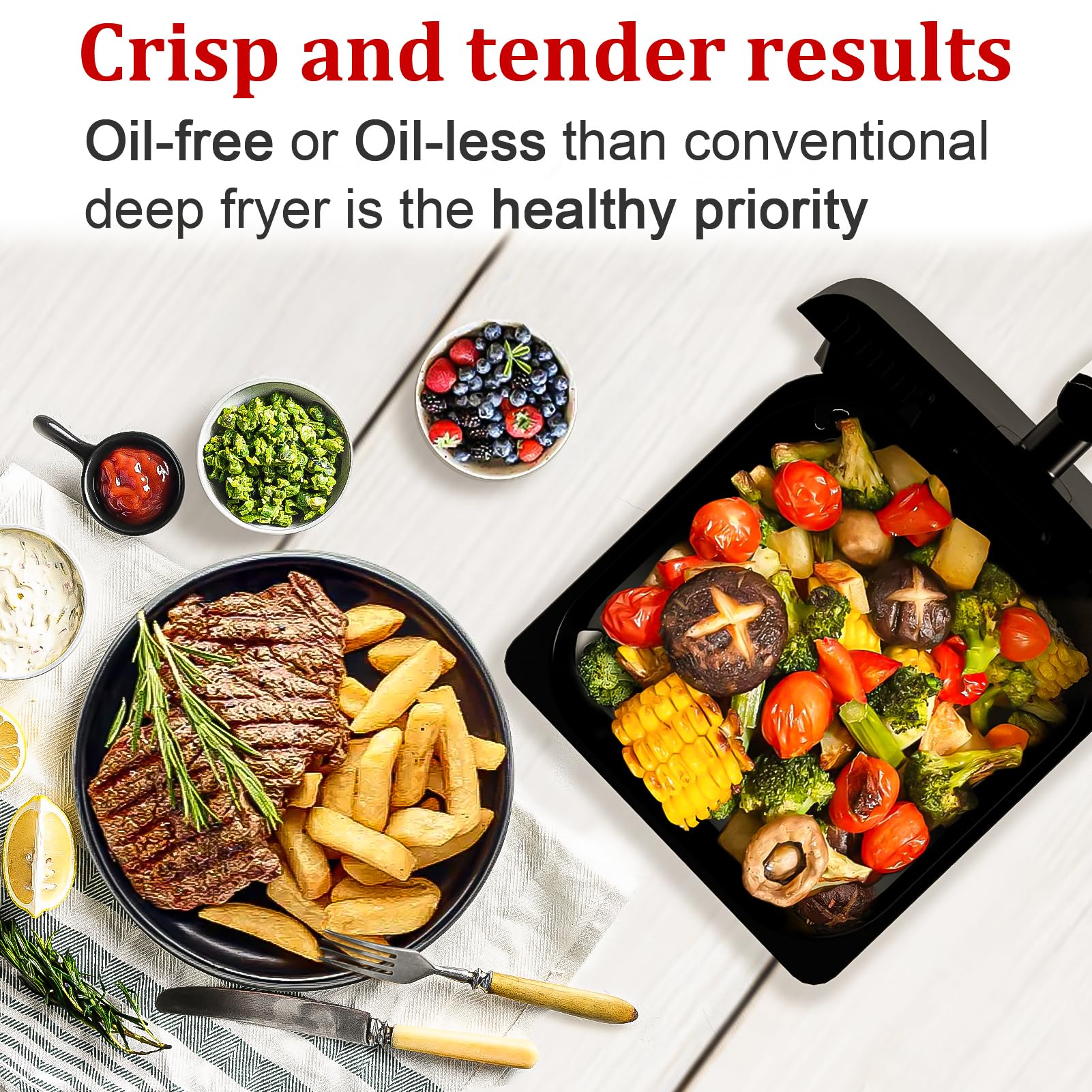 5.2QT Air Fryer Oven with LED Digital Touchscreen - 12 Preset Functions for Air Frying, Baking, Reheating & Keep Warm | Nonstick Dishwasher-Safe Basket | Stainless Steel/Black&Silver Design | Perfect for Healthy Cooking, Quick Meals & Family Dinners