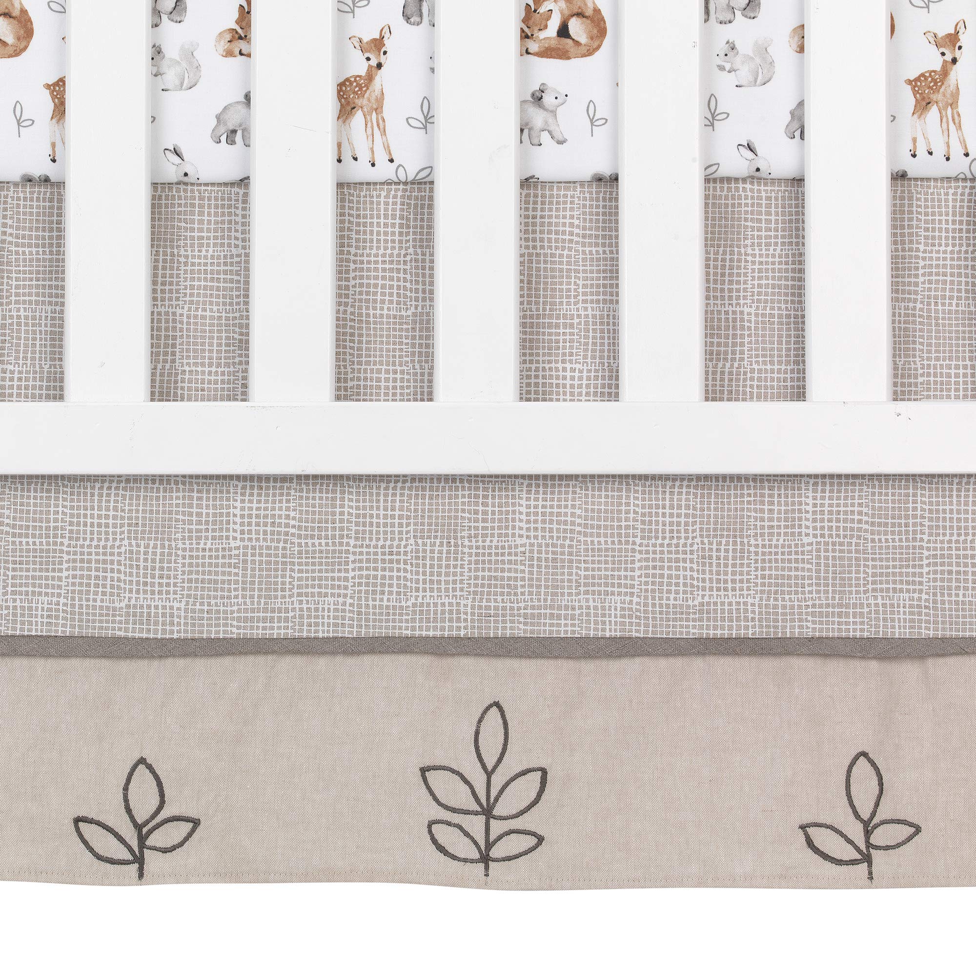 Lambs & Ivy Painted Forest 4-Piece Crib Bedding Set - Soft Gray, Beige & White Nursery Decor | Perfect for Baby Shower Gifts & Cozy Nursery Themes