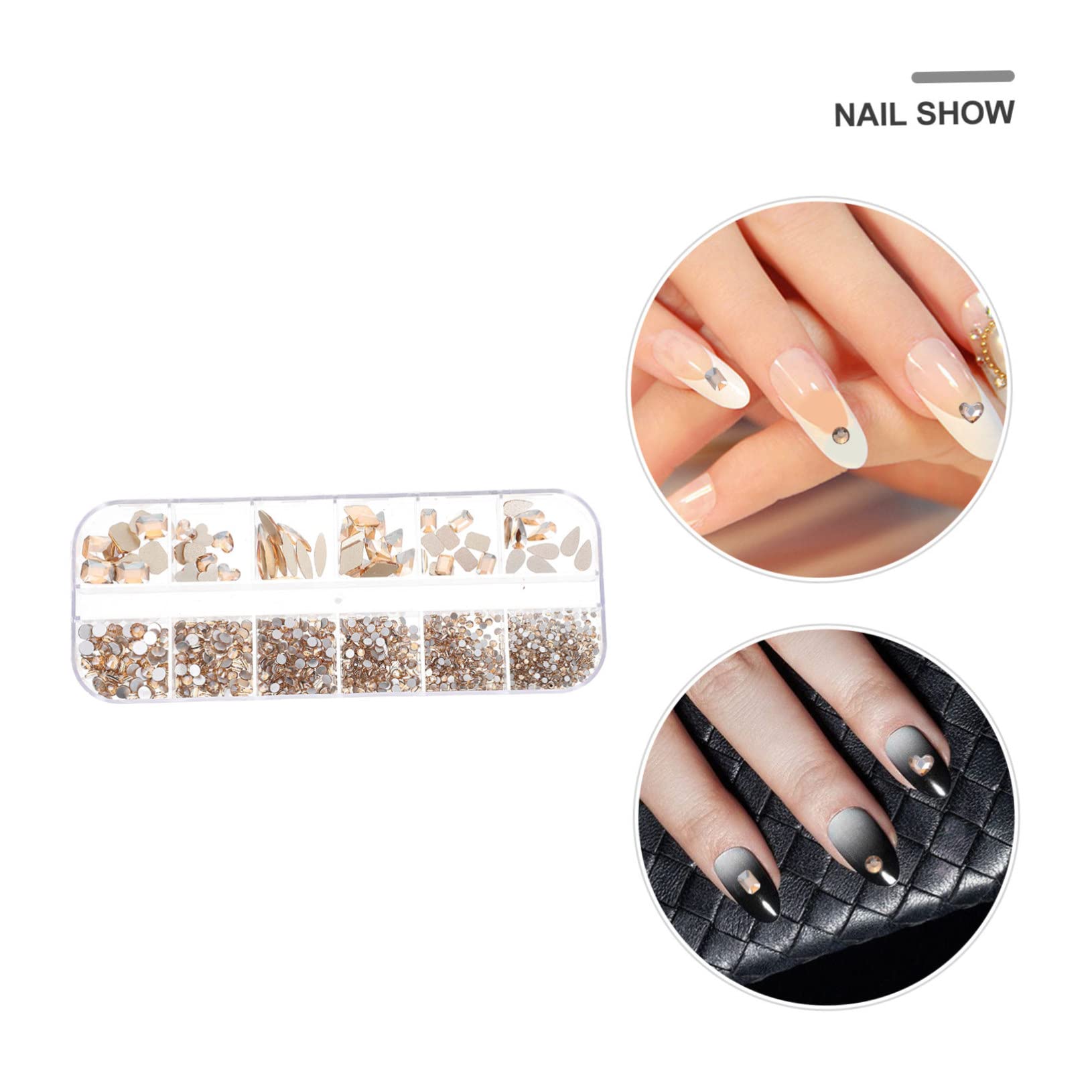 Minkissy 3 Boxes Glass Nail Charms - Nail Art Decorations, Manicure Jewelry Set with Nail Tools for DIY Nail Art - Perfect for Home Salon, Party Nails & Gift Giving