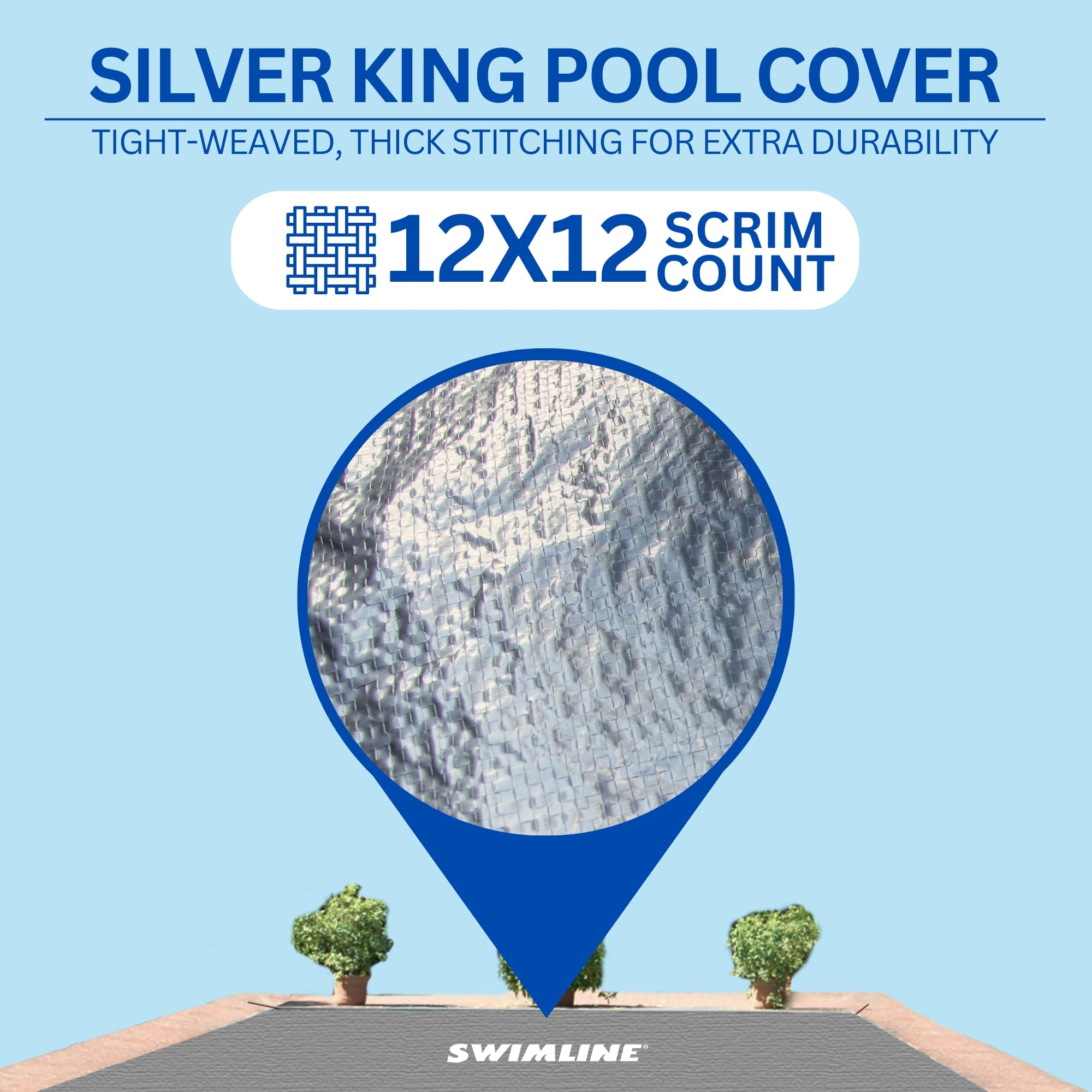 SWIMLINE HYDROTOOLS Silver King Heavy Duty Above Ground Pool Cover - 35x55 FT, UV Protected, Water Tube Sleeves - Silver/Black Rectangle Cover for 30x50 FT Pools | Durable Winter Protection for Inground & Above Ground Swimming Pools