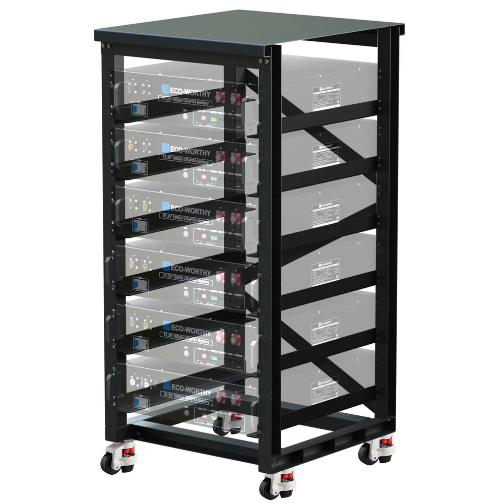 ECO WORTHY 6 Layer 19 Inch Server Rack for 3U Battery Storage - Perfect for Data Centers, Home Offices & Network Equipment Organization