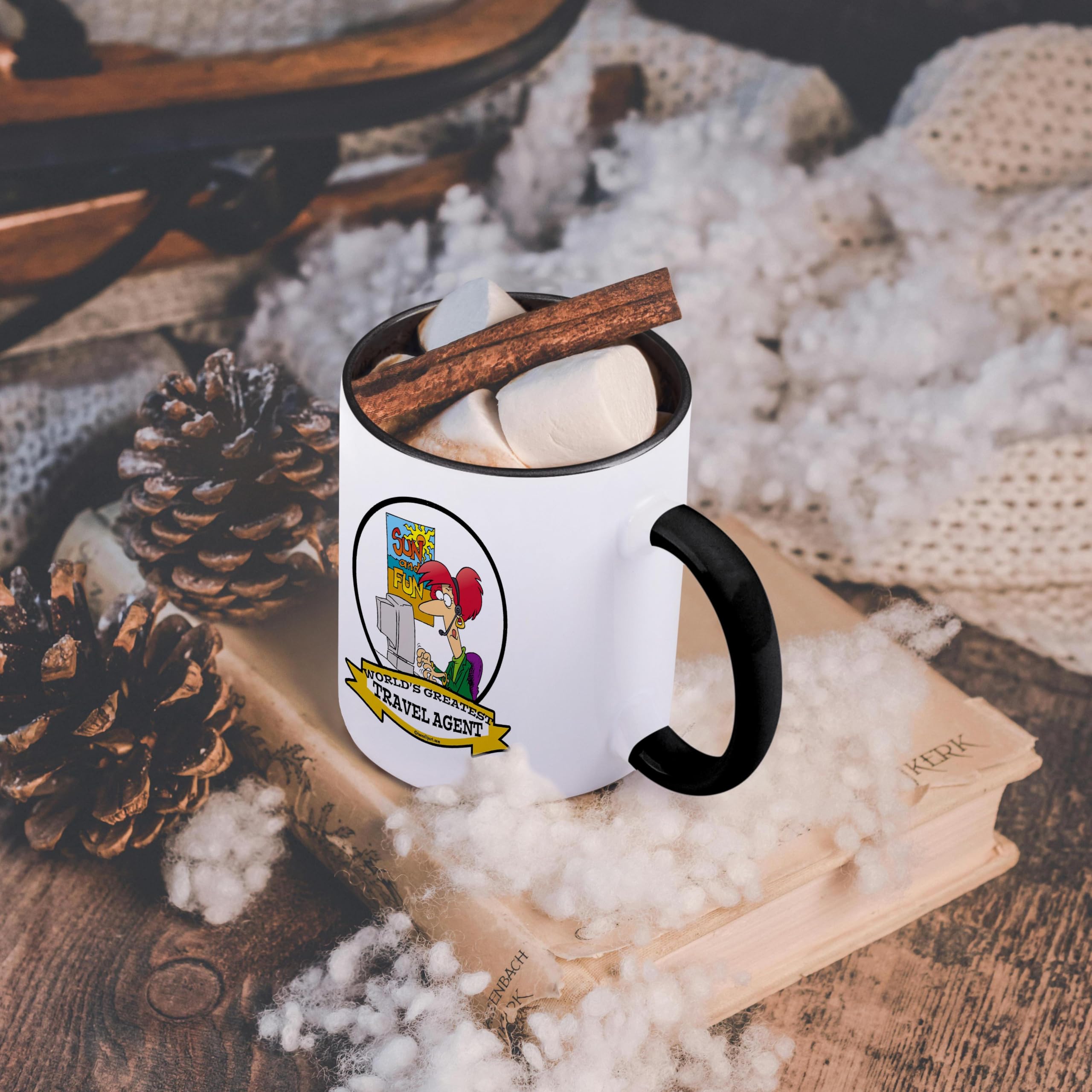Funny Worlds Greatest Travel Agent Coffee Mug - 11oz Ceramic Cup with Cartoon Design - Perfect Gift for Travel Lovers & Office Use