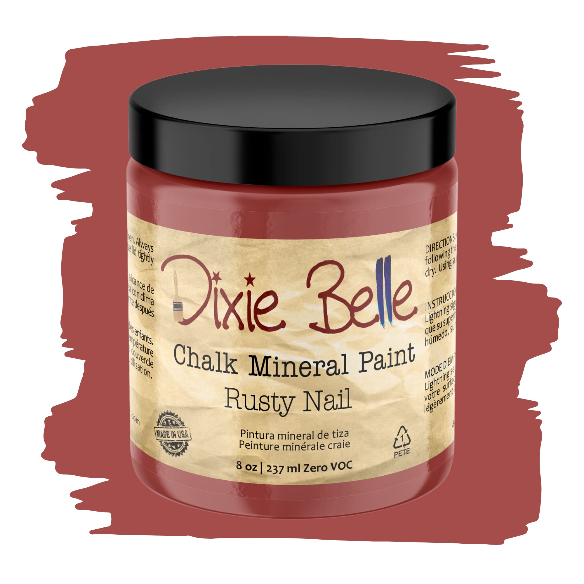 Dixie Belle Chalk Mineral Paint - Rusty Nail (8oz) | Matte Burnt Orange Furniture Paint | DIY Chalk Finish Paint for Wood, Cabinets & Home Decor | Made in USA | Perfect for Shabby Chic Furniture Makeovers & Upcycling Projects