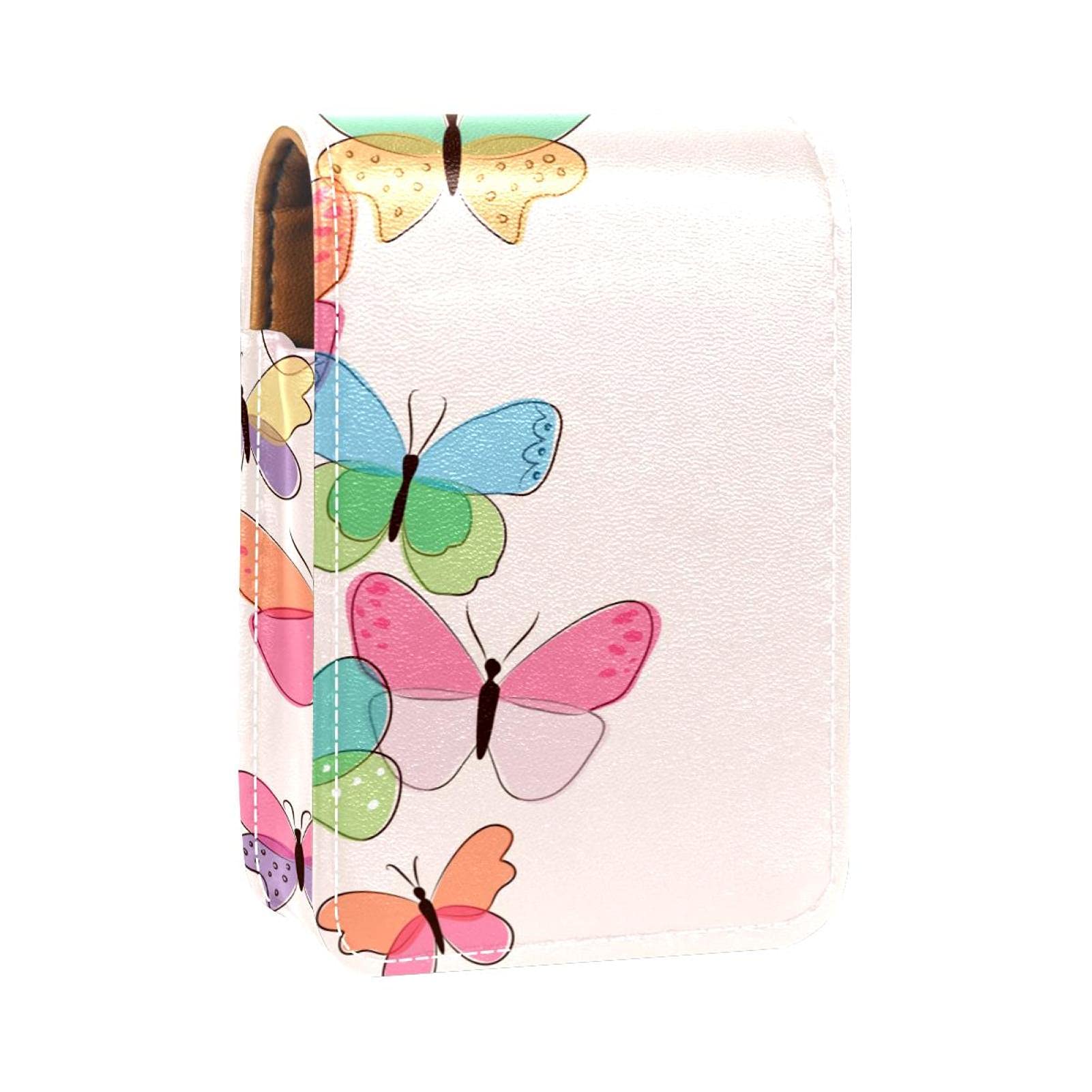 Butterfly Makeup Lipstick Case - Portable Lipstick Organizer with Mirror for Women, Holds Up to 3 Lipsticks - Perfect for Travel, Purse & On-the-Go Touch Ups