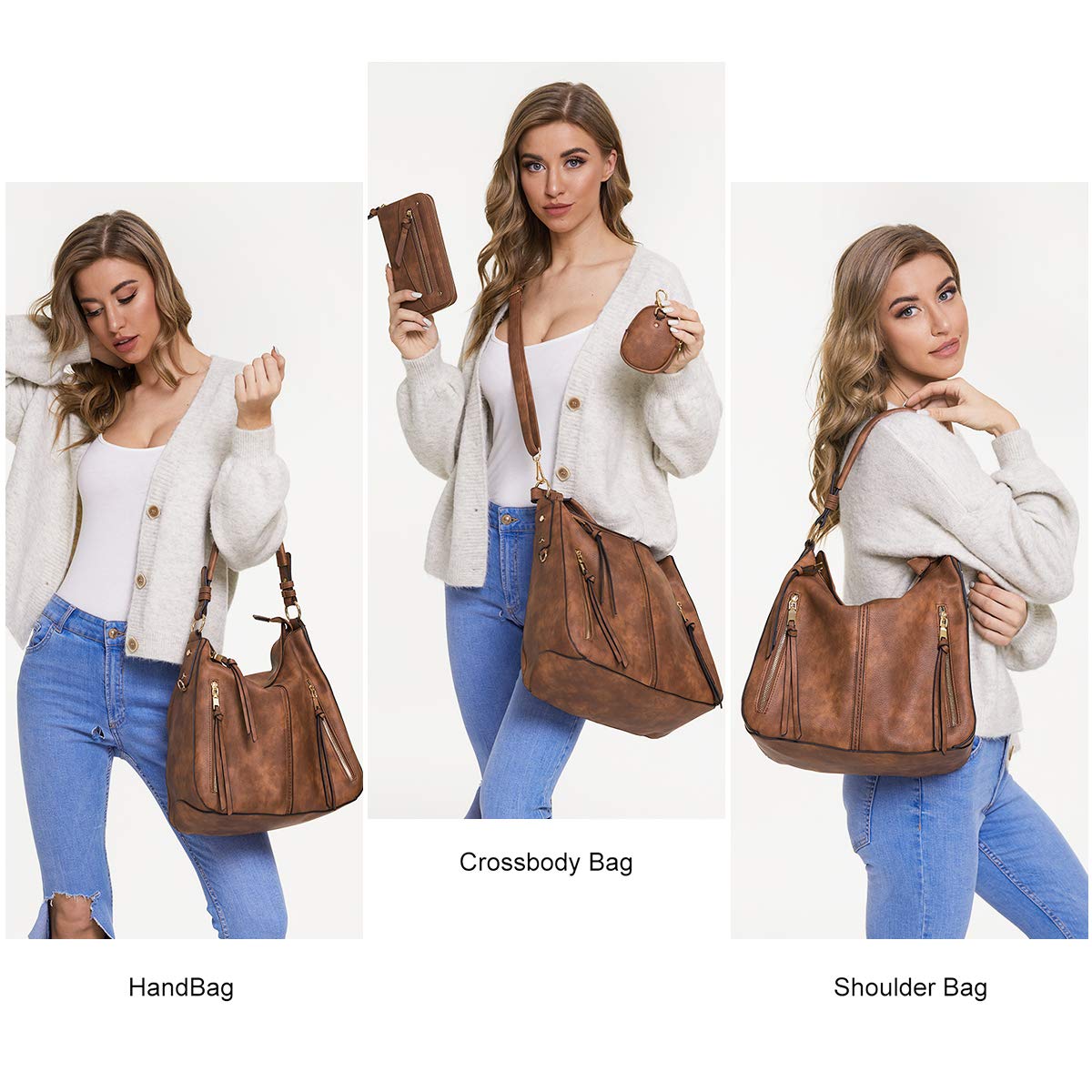 Stylish Hobo Bags for Women - Faux Leather Boho Shoulder Bag & Crossbody Purse - Fashionable Handbags for Everyday Use, Work, and Travel