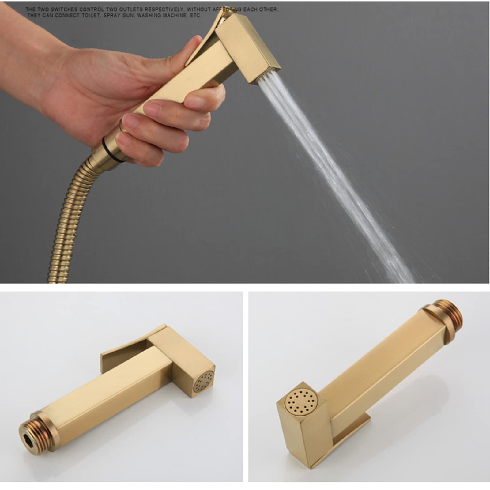 **Portable Brass Handheld Sprayer for Toilet & Baby Cloth Diaper - Brushed Gold Faucet with Hose - Easy to Install - Ideal for Feminine Wash, Pet Cleaning & Household Use**