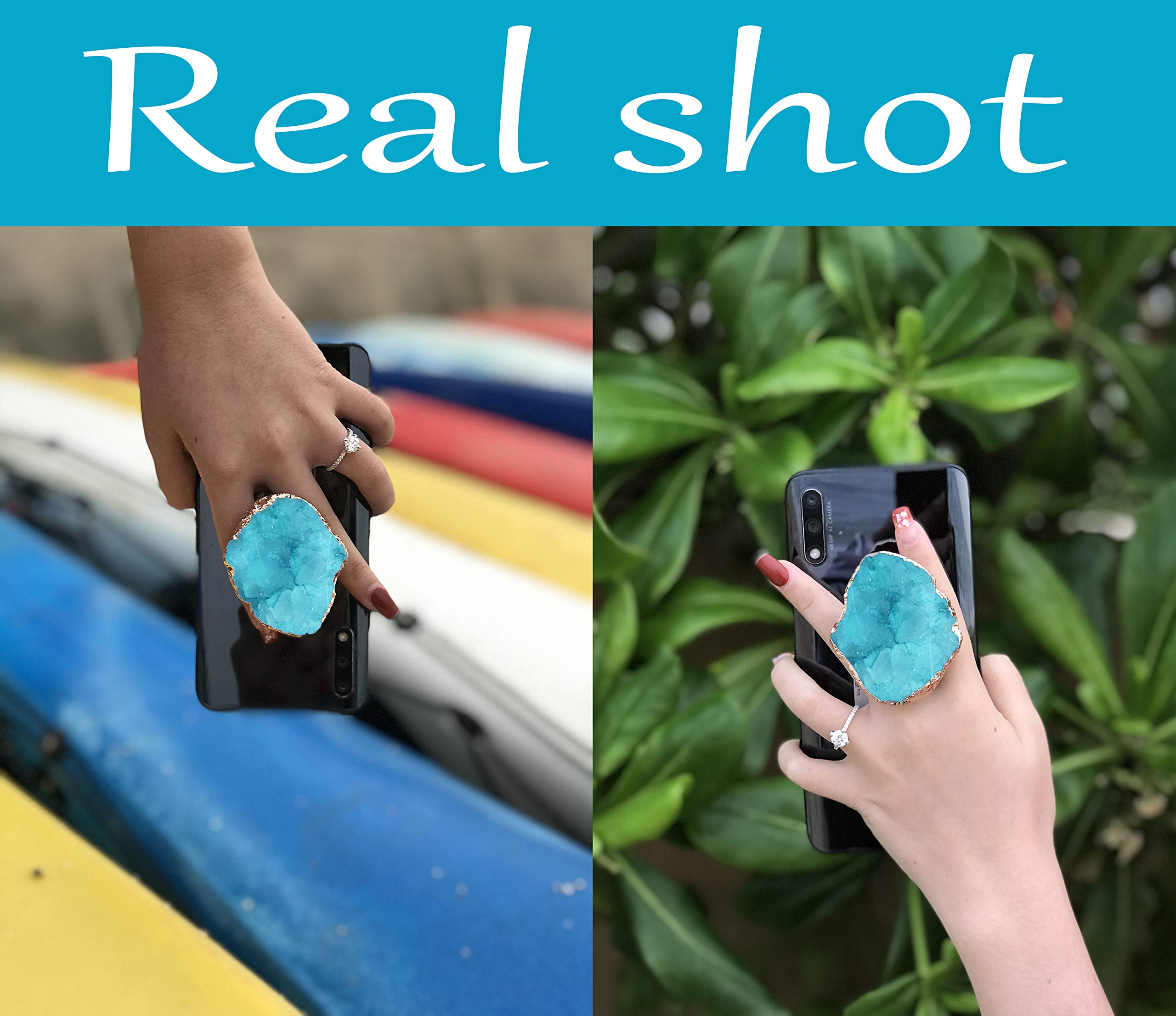 Crystal Phone Grip Holder - Anti-Slip Phone Stand for iPhone, Samsung & Tablets (Pure Blue) | Perfect for Watching Videos, Taking Selfies & Secure One-Hand Use