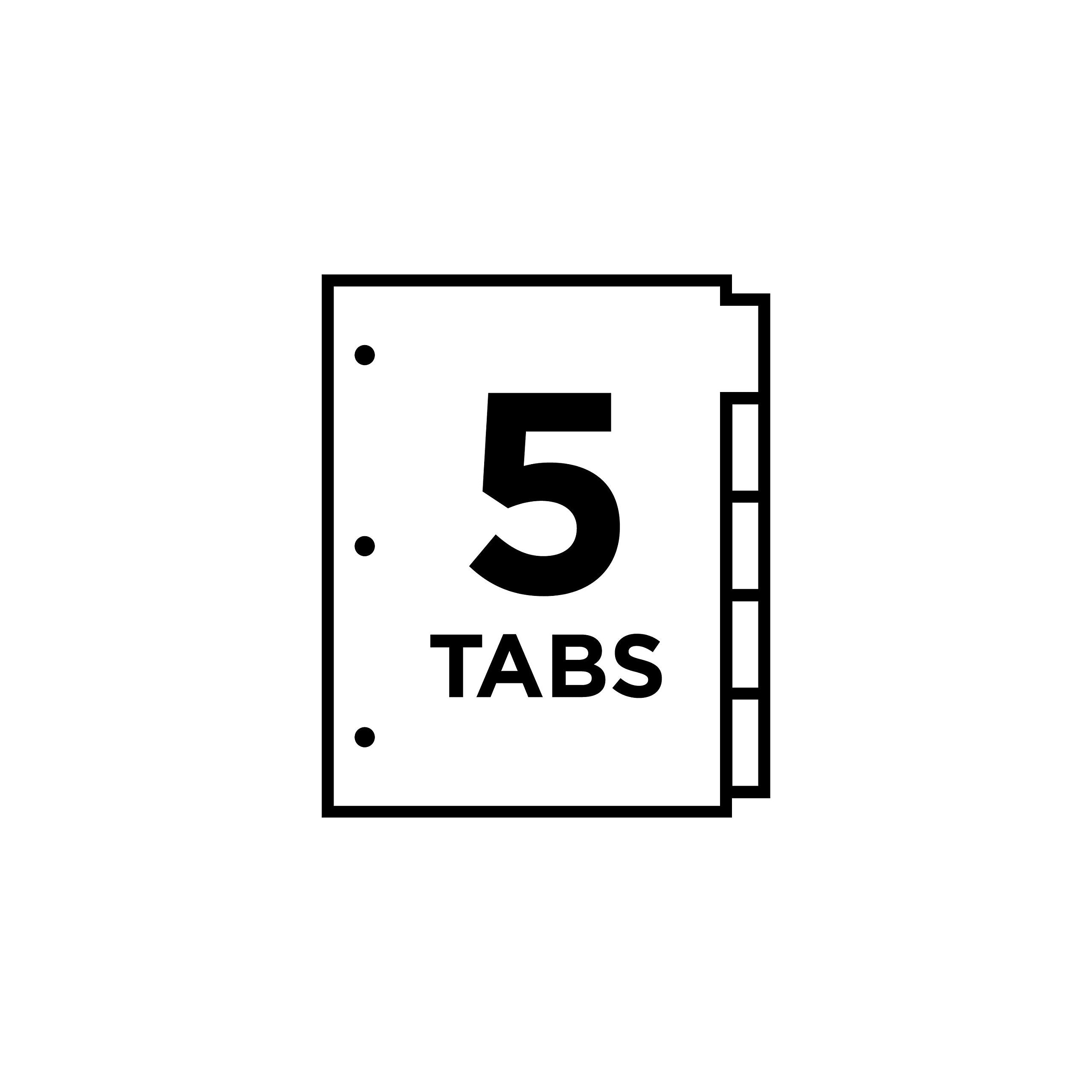 Avery 5-Tab Plastic Dividers for 3 Ring Binders, 24 Sets (11900) - Insertable Index Tabs for School, Office & Home Organization