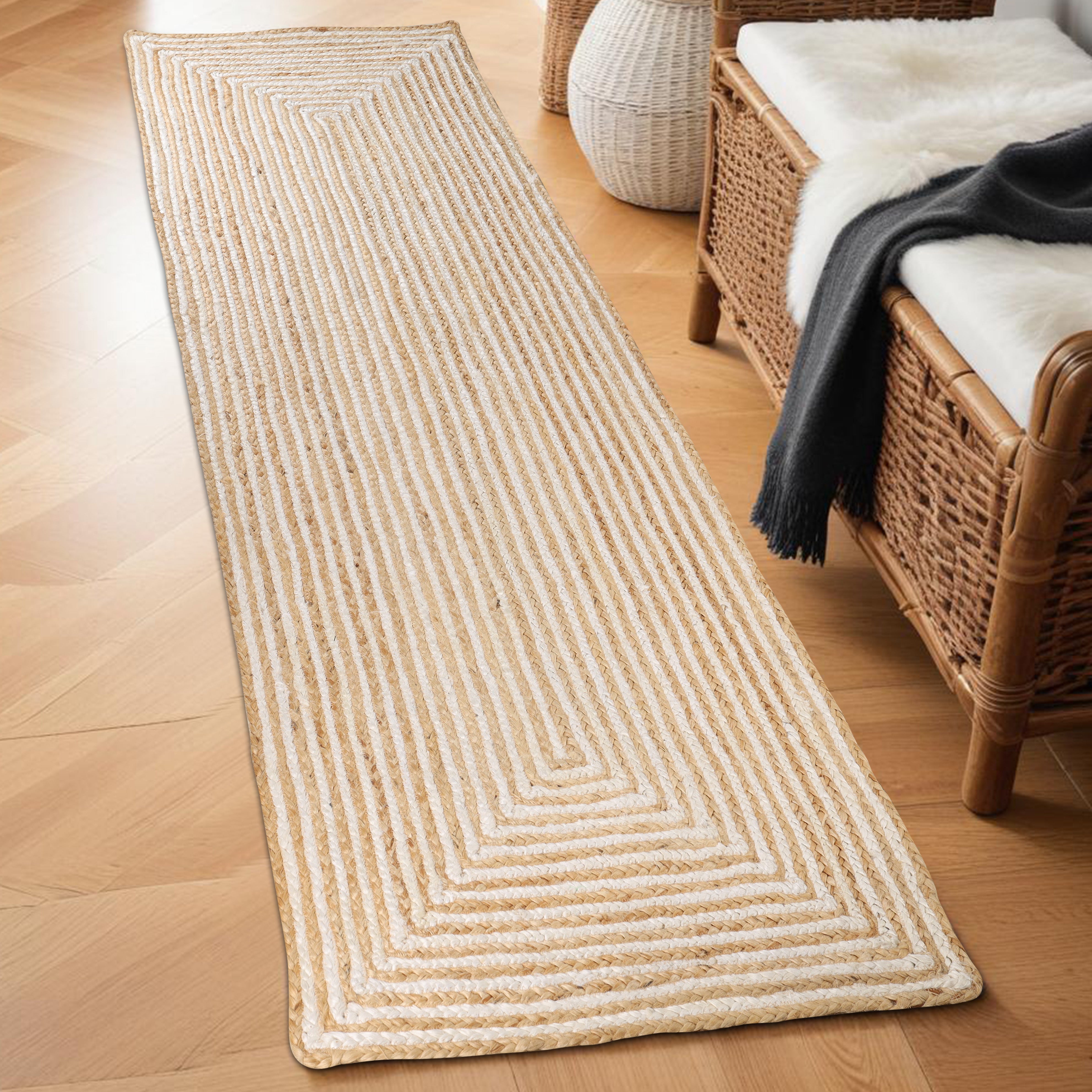 Braided Jute Reversible Handwoven Rug - Natural Fiber Indoor/Outdoor Area Rug for Living Room, Bedroom, Patio & Deck - Eco-Friendly Home Decor