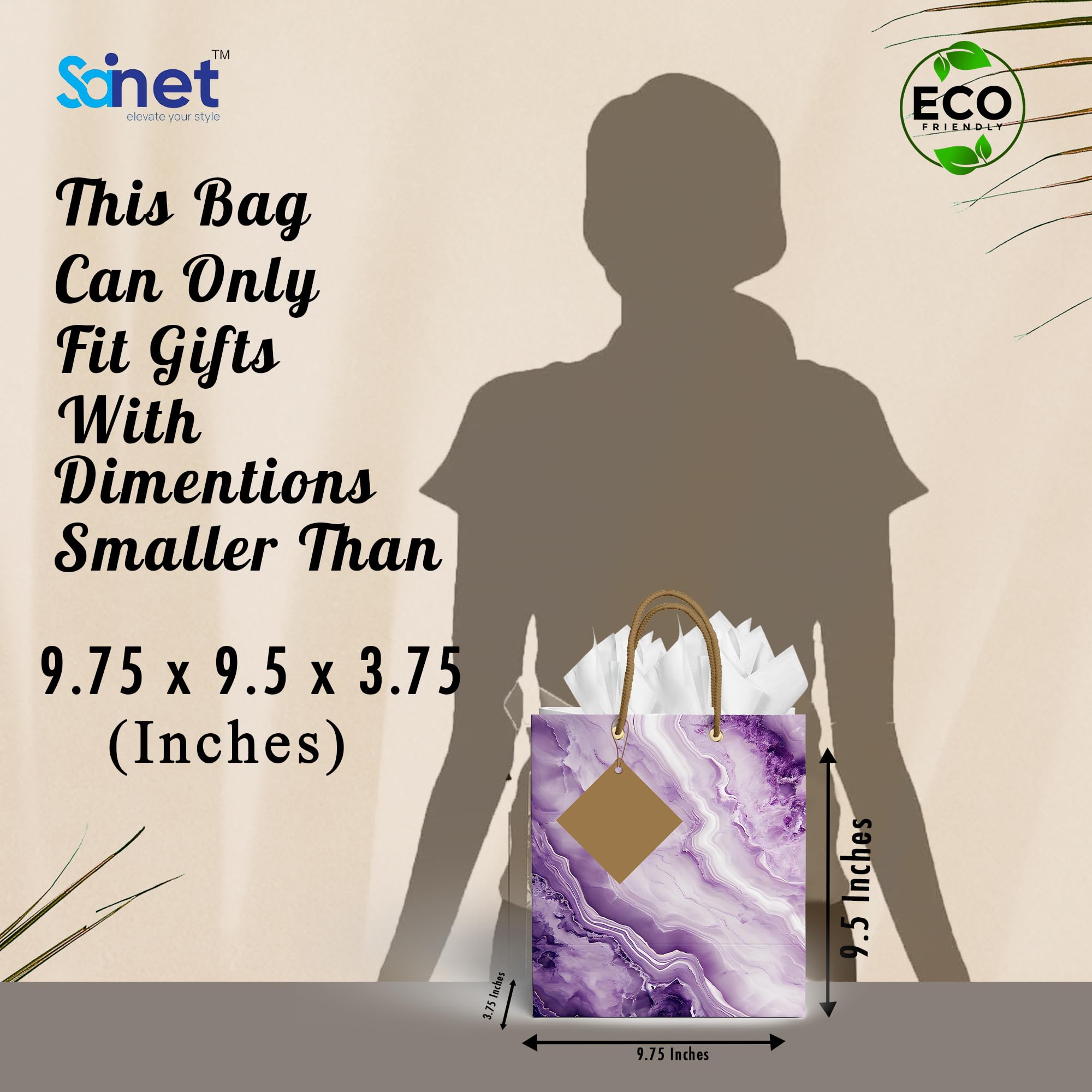 Sainet™ Gift Bags with Thank You Card - Pack of 5 for Party Favors