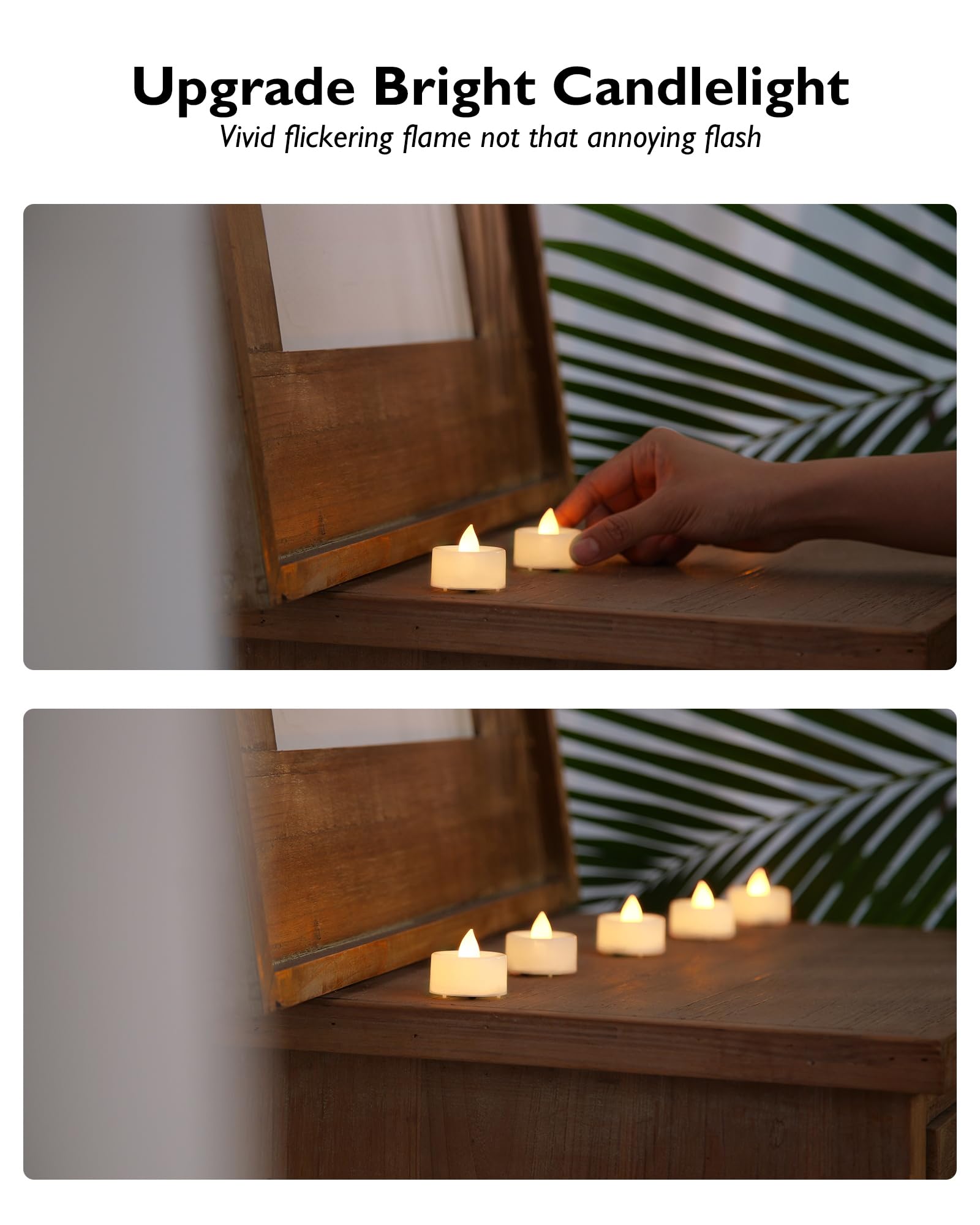 BEICHI 12-Pack LED Tea Lights with Timer - Battery Operated Flameless Candles, 6 Hours Auto Timer, Flickering Votive Candles 1.5