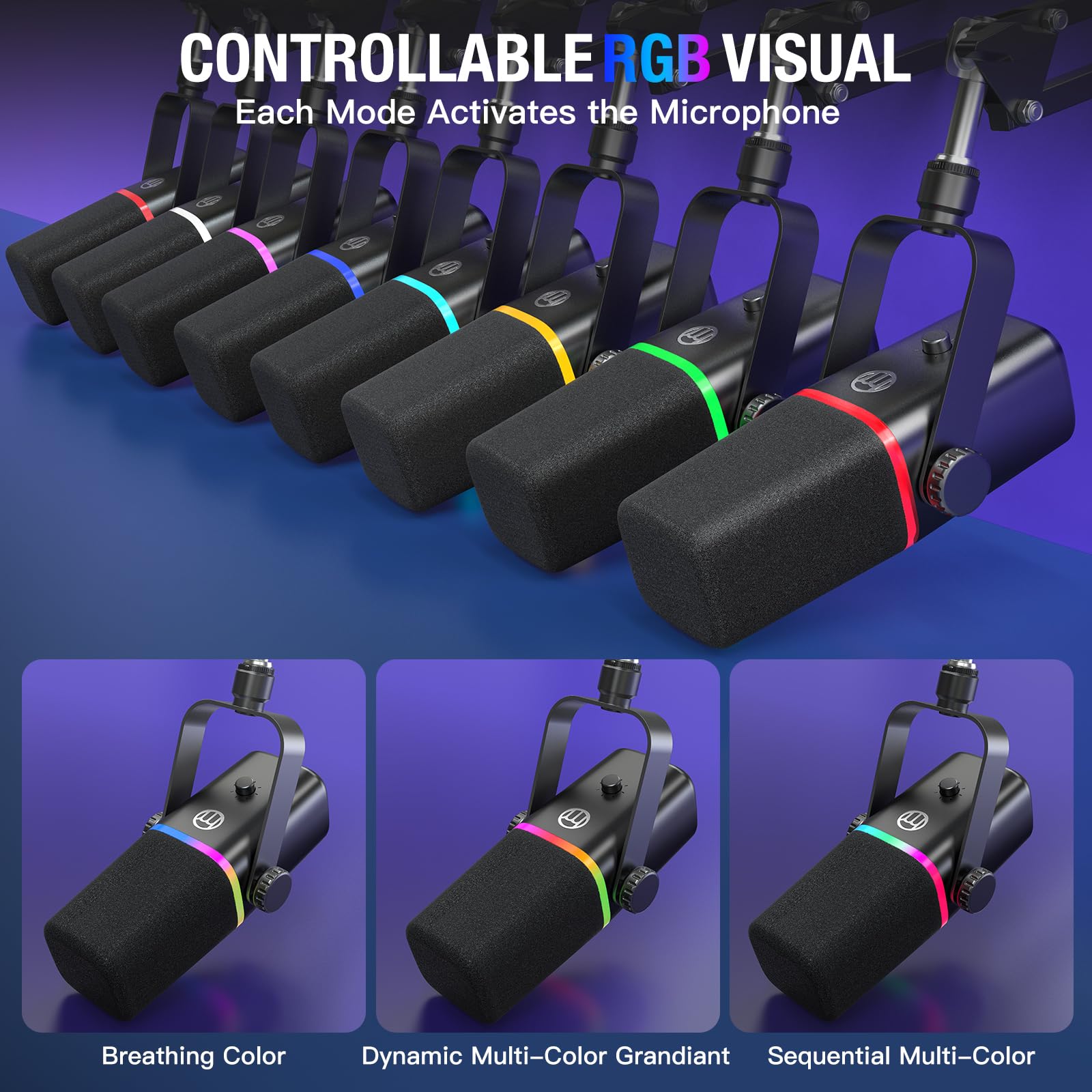 ZealSound XLR/USB Gaming Mic with RGB Light for Streaming & Podcasting - Perfect for YouTube & PC Gaming
