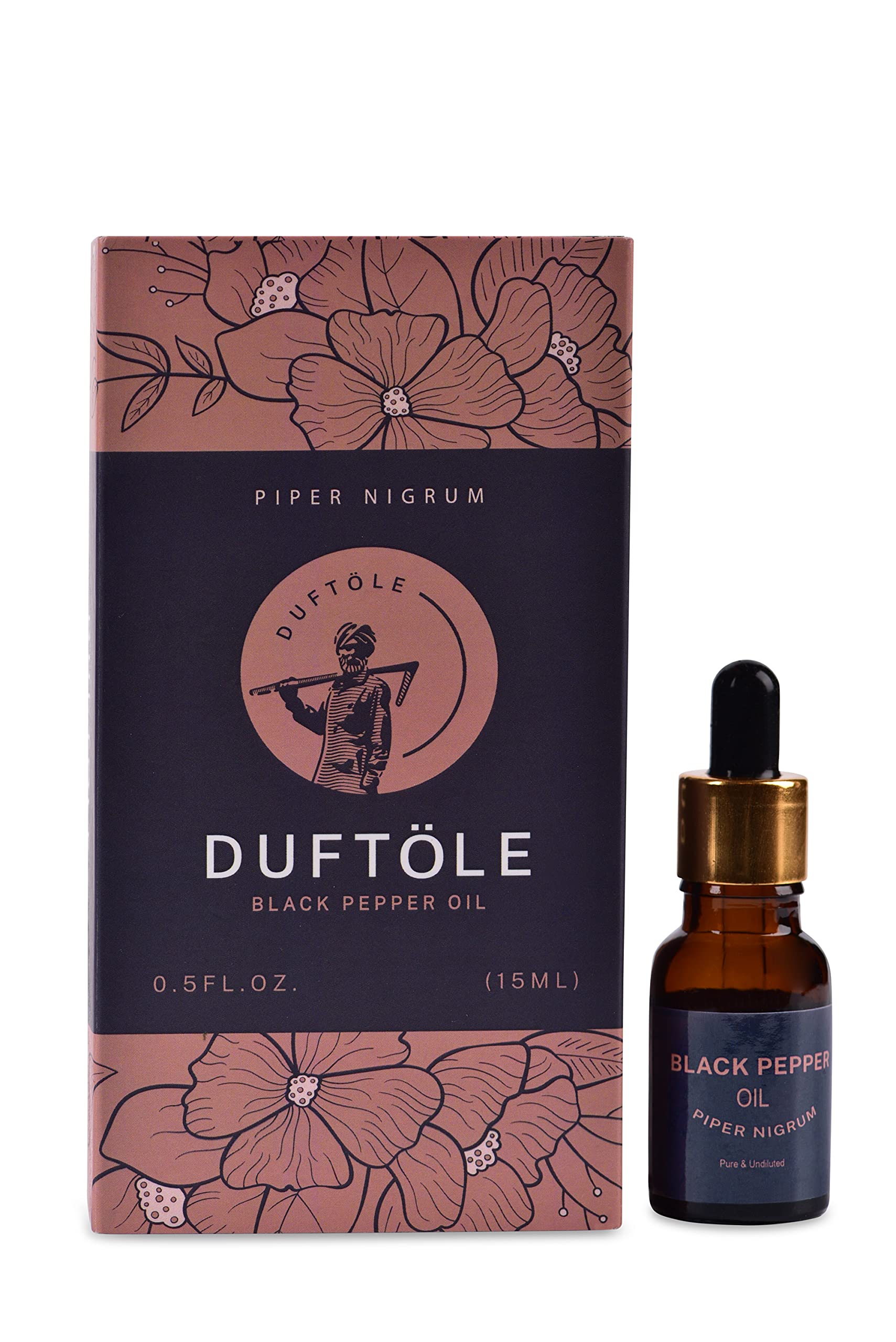 Pure Black Pepper Essential Oil - 100% Natural, Chemical-Free, 15ml for Aromatherapy, Massage & DIY Skincare