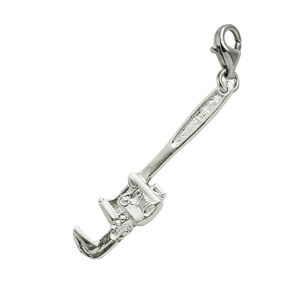 Stainless Steel Wrench Charm Pendant with Lobster Claw Clasp - DIY Jewelry Making Supplies for Bracelets & Necklaces - Perfect for Handmade Gifts, Craft Projects and Fashion Accessories