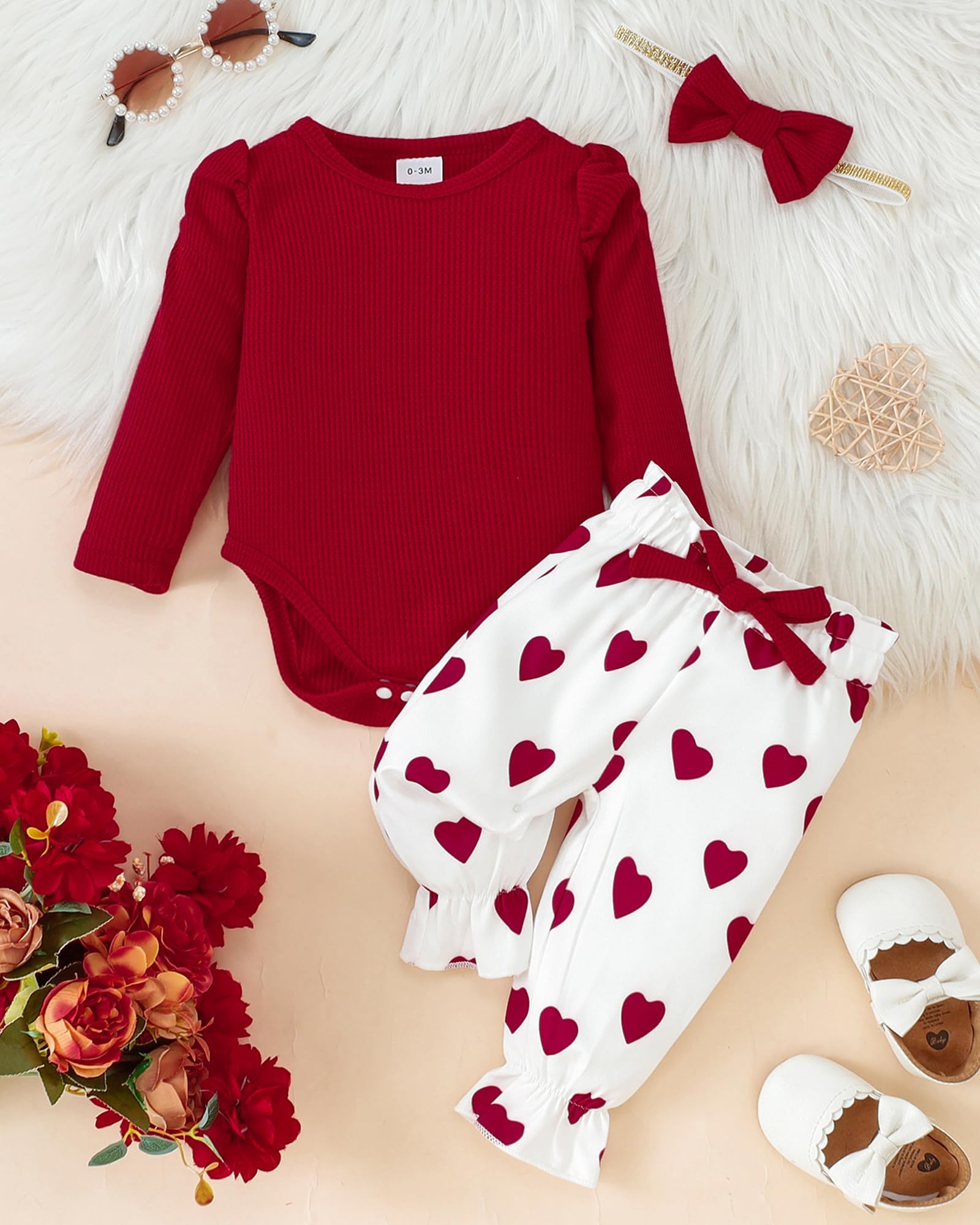 Mioglrie Newborn Baby Girl Outfits - Soft Cotton Floral Romper & Pants Set | Cute Infant Clothes for Girls | Perfect for Photoshoots, Playdates & Special Occasions