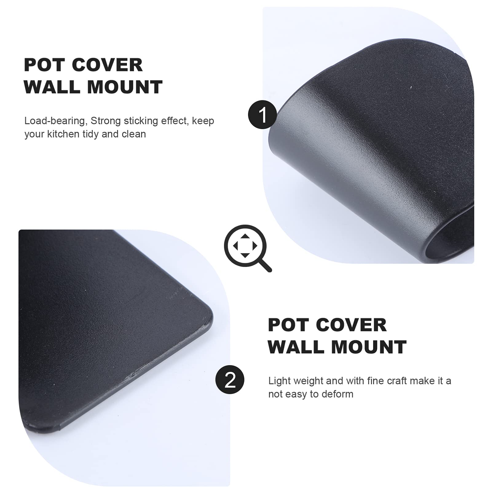 Jojofuny 5-Pack ABS Self-Adhesive Cabinet Door Organizer - Pot Lid Holder & Storage Rack with Seamless Stickers, Wall Mount Kitchen Organizer for Pots, Pans & Cookware (Black) - Perfect for Small Kitchens & Space Saving Storage Solutions