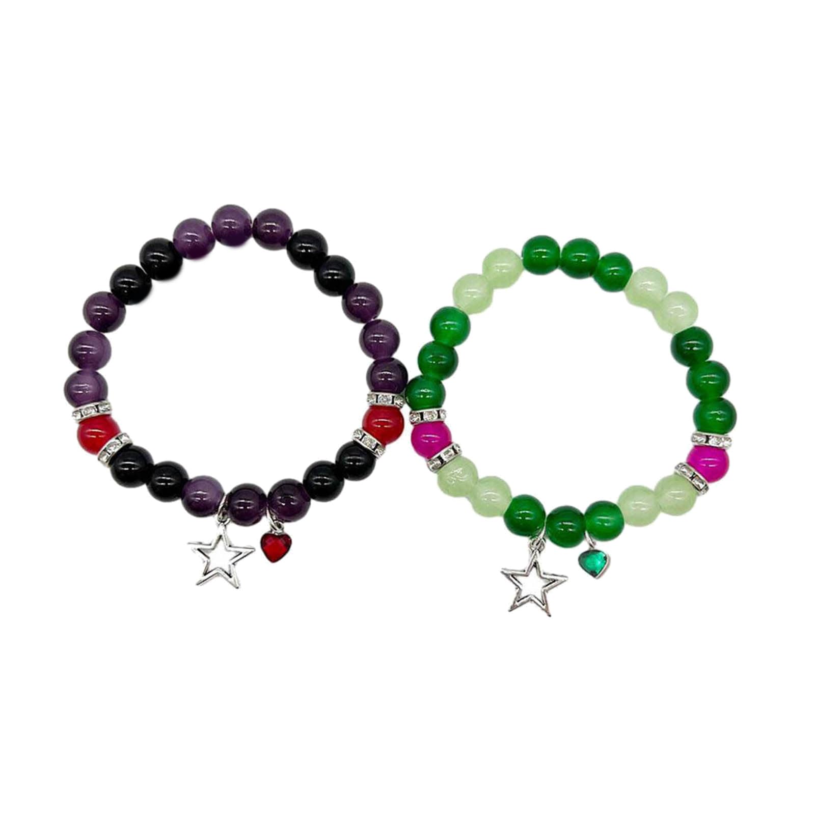 FENOHREFE Y2K Star Guitar Acrylic Bead Bracelet - Stackable Five-Pointed Star Bracelet for Women & Men | Cool Couple Matching Accessories for Music Lovers, Concerts & Festival Fashion