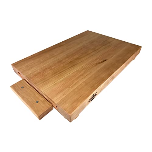 Premium Handmade Cherry Wood Magnetic Cutting Board with Bench Scraper & Dough Knife Set - Edge Grain Design for Professional Chefs & Home Bakers - Perfect for Kitchen Prep, Pizza Making & Pastry Work