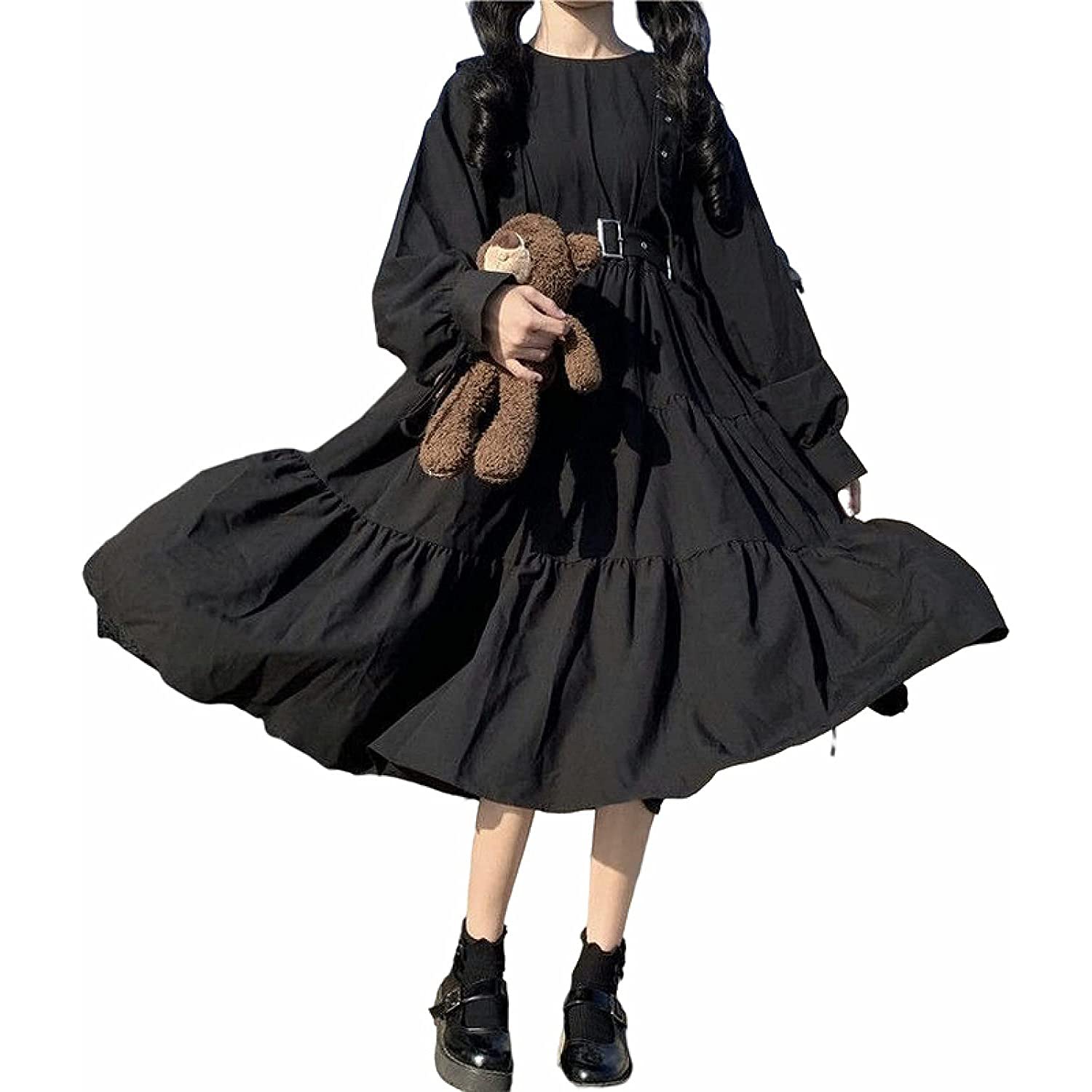 Gothic Black Dress - Harajuku Goth Lolita Kawaii Punk Alternative Emo Grunge Egirl Y2K Style | Perfect for Cosplay, Halloween, Concerts & Alternative Fashion