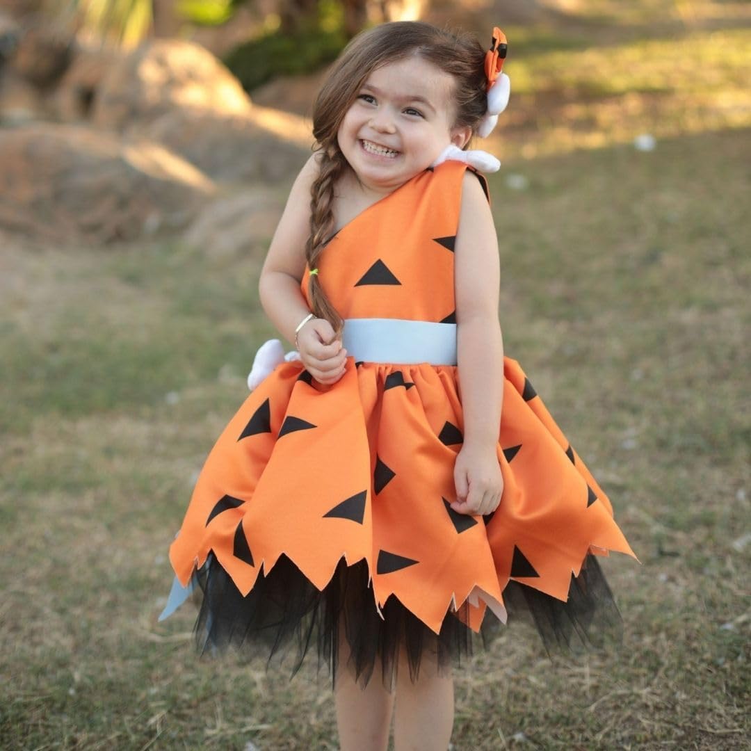 Bamm-Bamm Cave Girl Costume for Toddler Girls & Adults - Stone Age Themed Halloween Outfit for Kids & Women | Perfect for Halloween Parties, Cosplay Events & Themed Birthday Celebrations