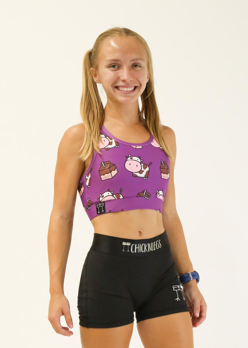 Choccy Cows OG Sports Bra - High Support Workout Bra for Women - Perfect for Running, Yoga & Gym
