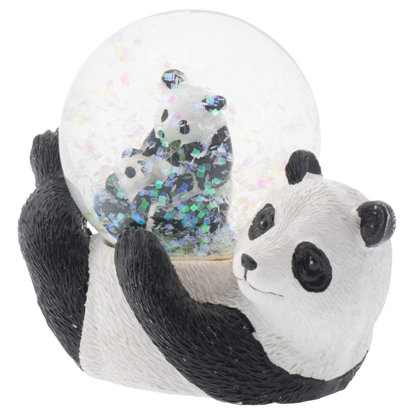 Elanze Designs Panda Bear Mommy and Cub Snow Globe - 45MM Miniature Polyresin Tabletop Decor with Glitter Water for Nightstand, Dresser, or Gift (Perfect for Nursery, Baby Shower, or Winter Home Decoration)