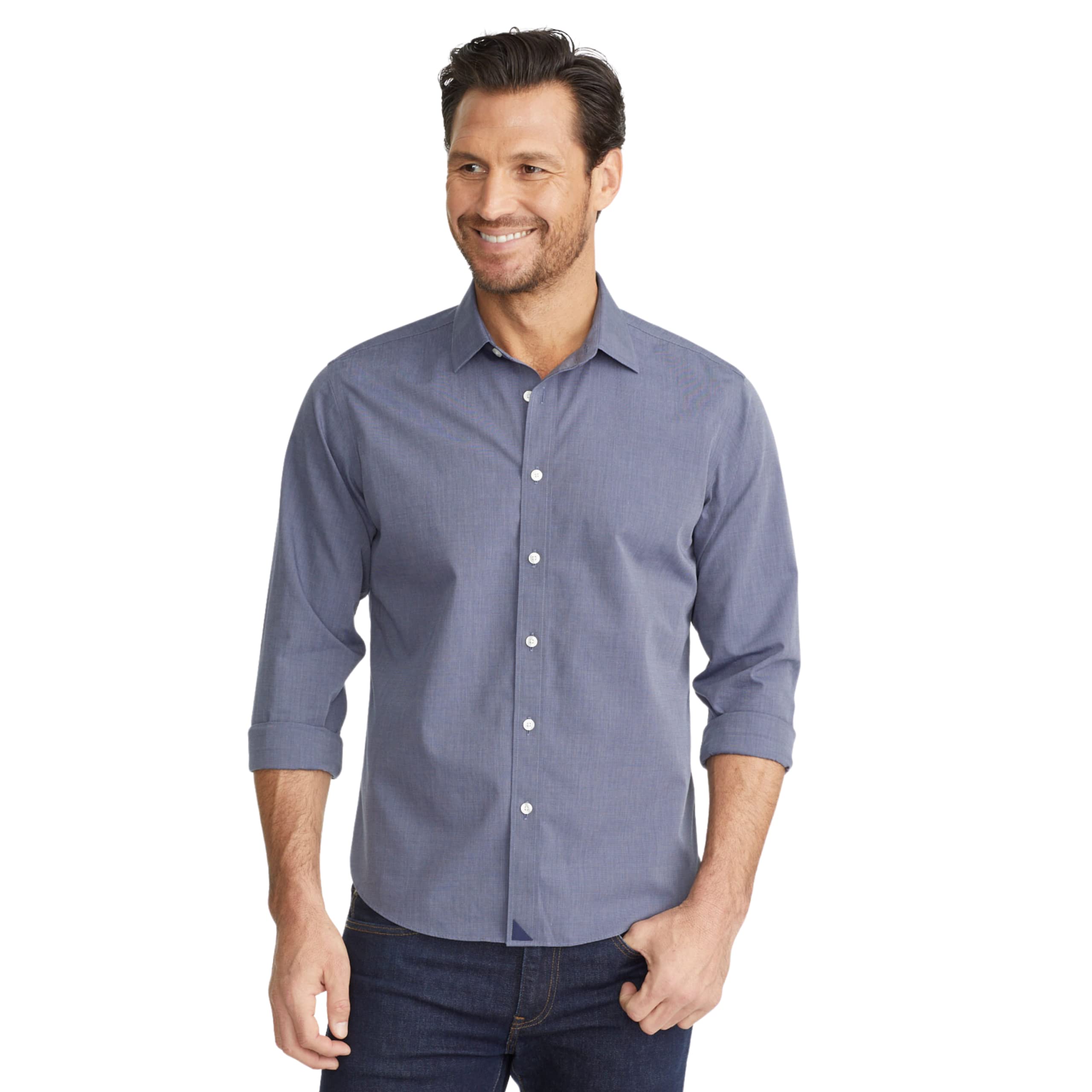 UNTUCKit Orville Men's Long Sleeve Untucked Shirt - Wrinkle-Free Regular Fit Casual Button Down for Work, Office & Everyday Wear