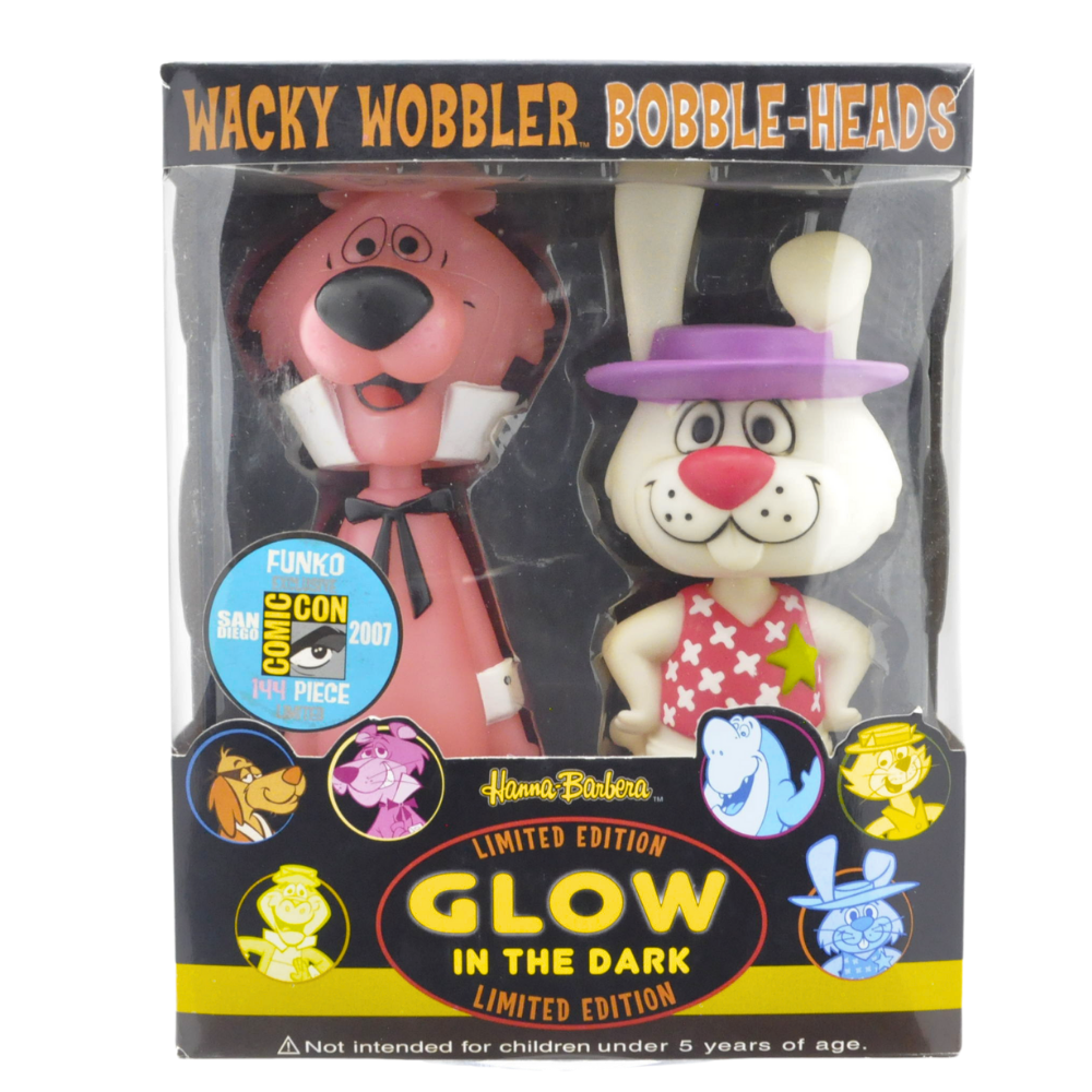 Funko Wacky Wobbler 2-Pack: Snagglepuss & Ricochet Rabbit Glow in The Dark (2007 SDCC Exclusive) - Collectible Bobblehead Figures for Comic Con Fans & Pop Culture Enthusiasts
